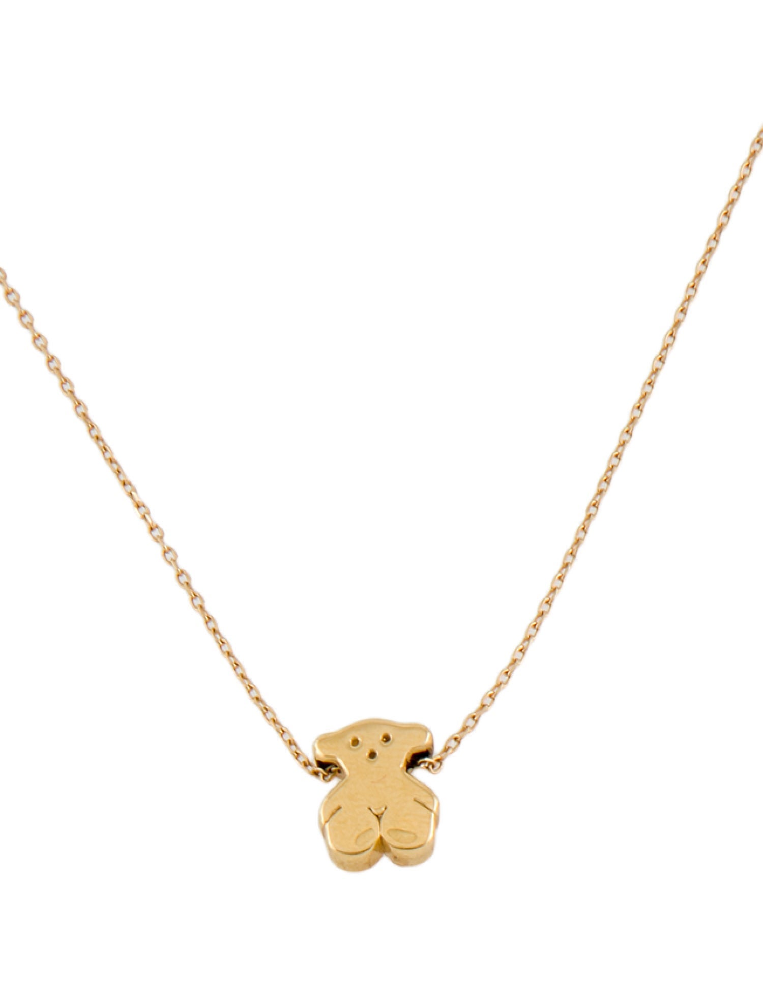 Tous 18K Sweet Dolls Bear Motif Pendant Necklace