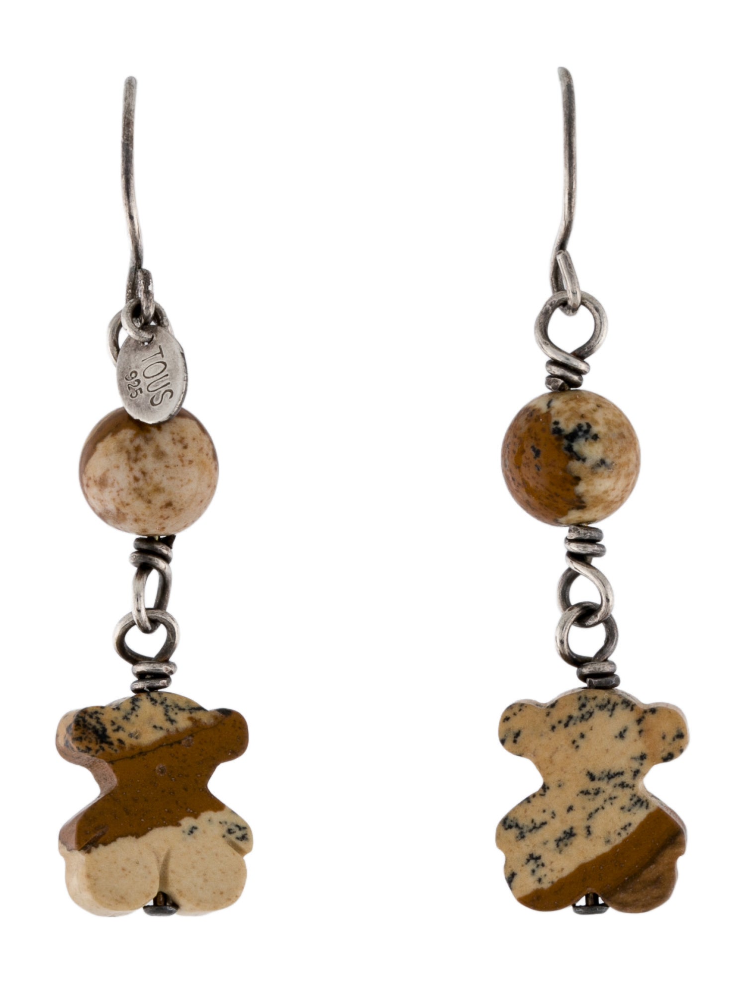Tous Jasper Bear Motif Dangle Drop Earrings