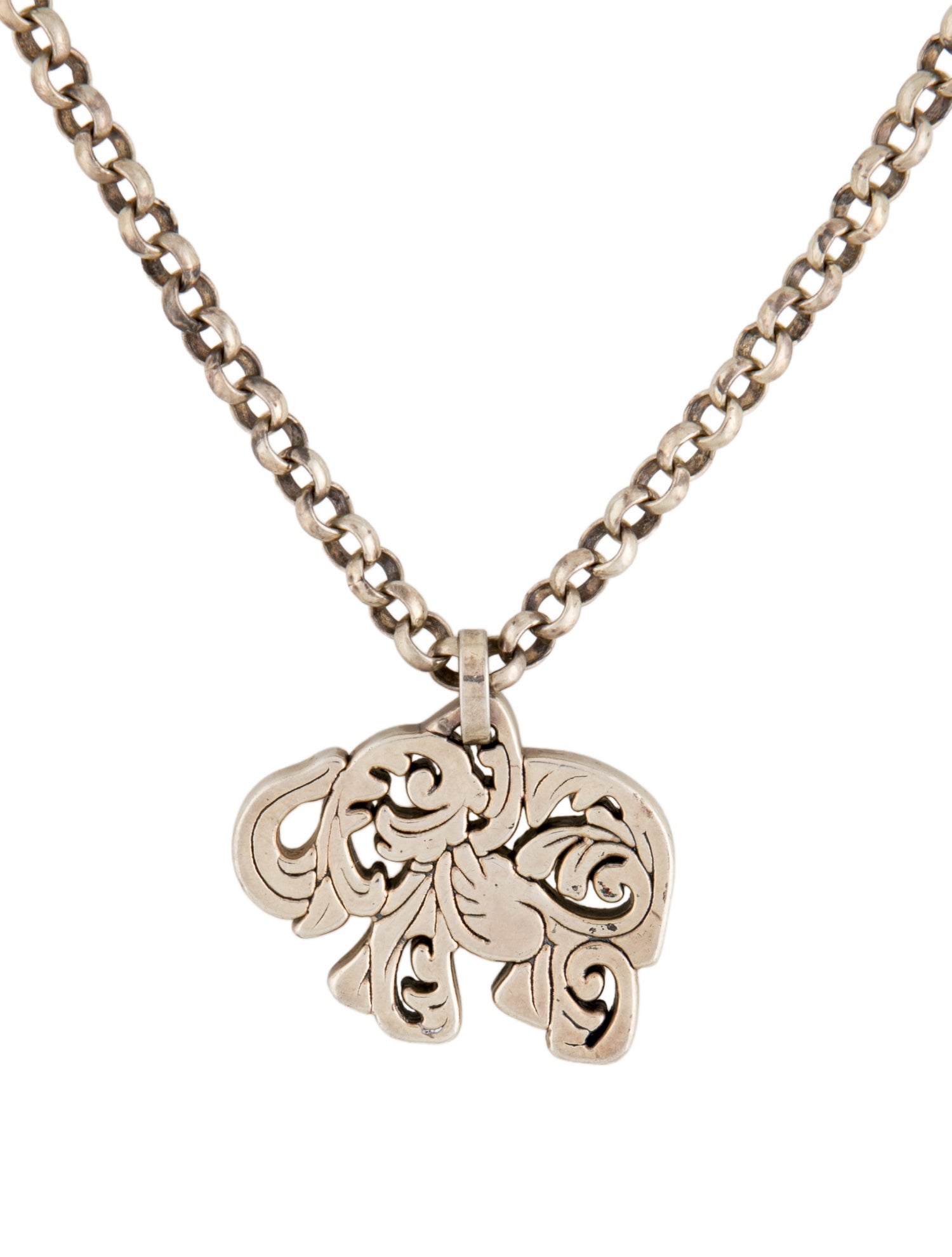 Tous Filigree Elephant Pendant Necklace