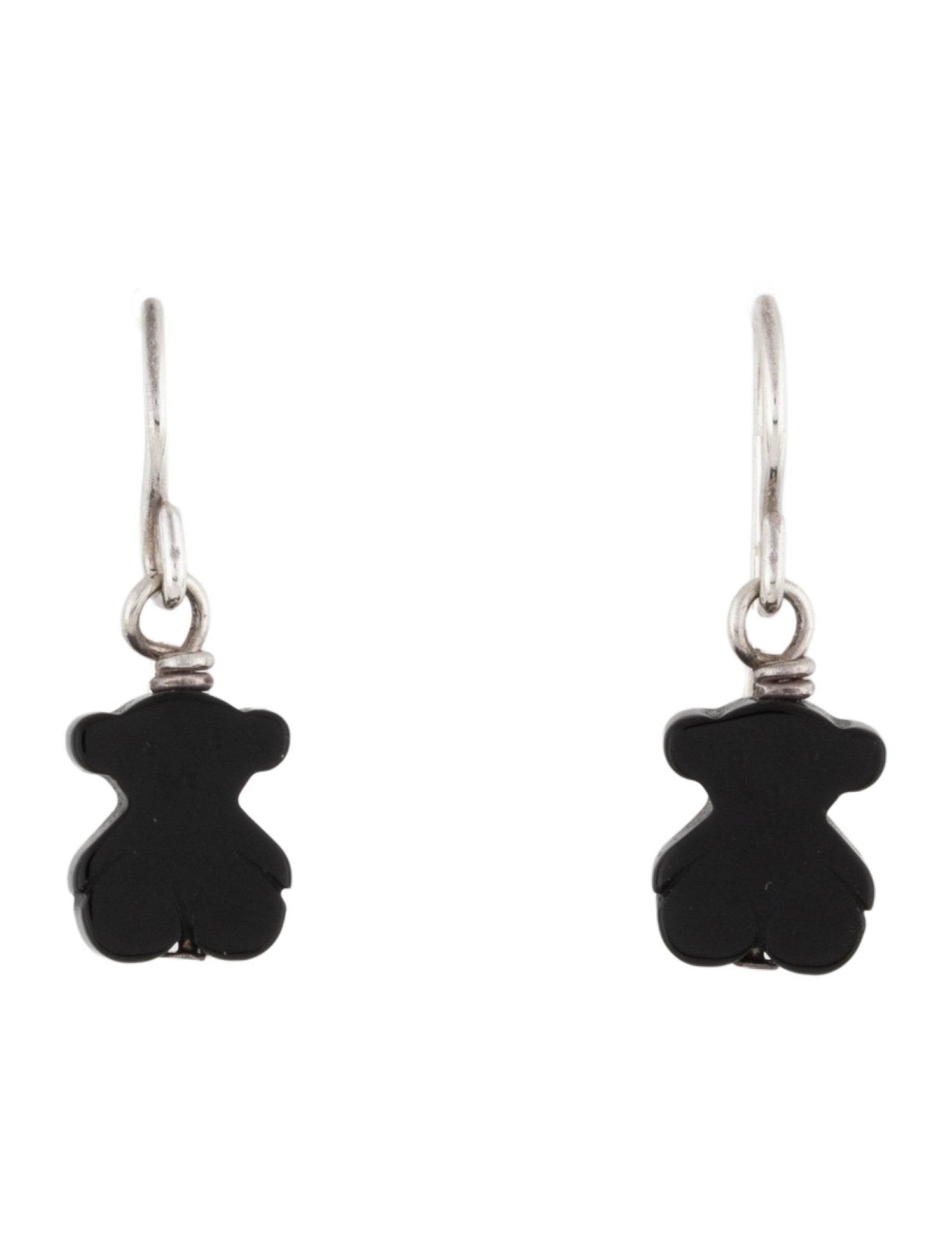 Tous Onyx Bear Motif Drop Earrings