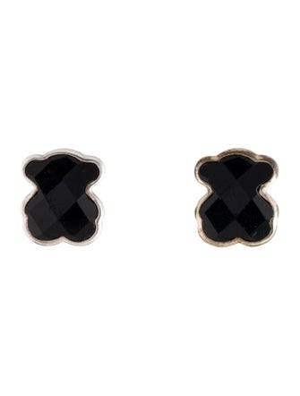 Tous Onyx Bear Icon Color Stud Earrings