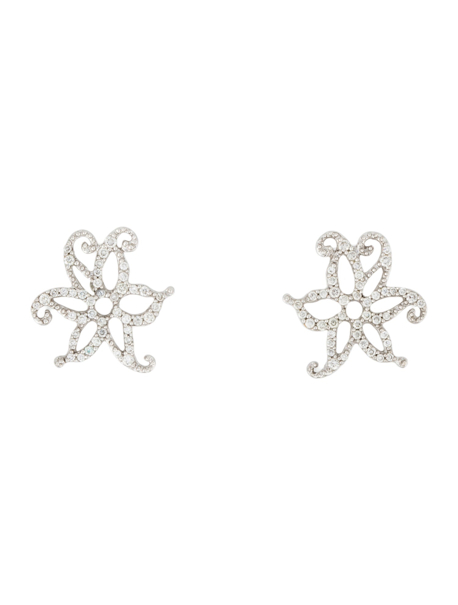 Tous 18K Diamond Flower Stud Earrings