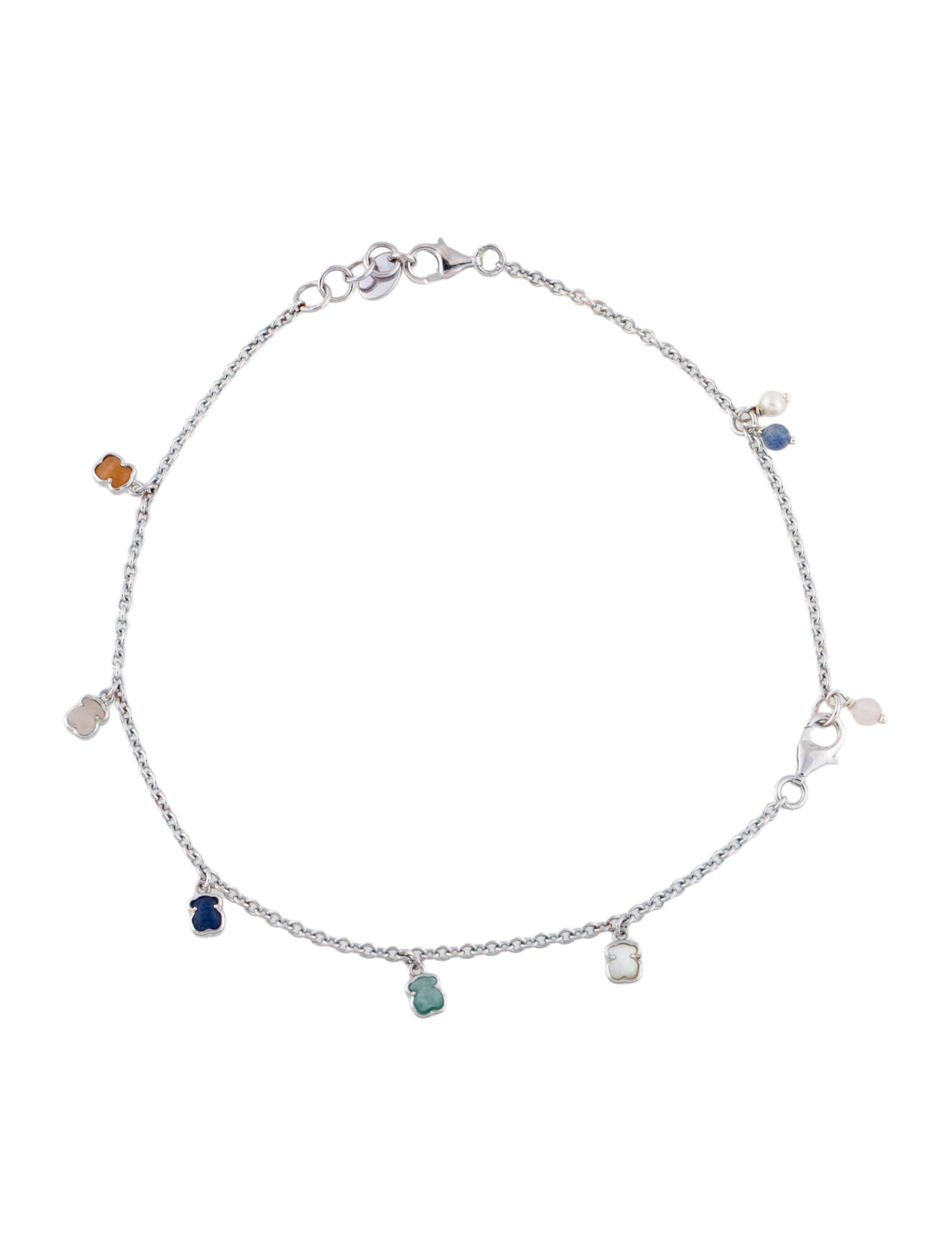 Tous Multi-Stone Bear Charm Anklet