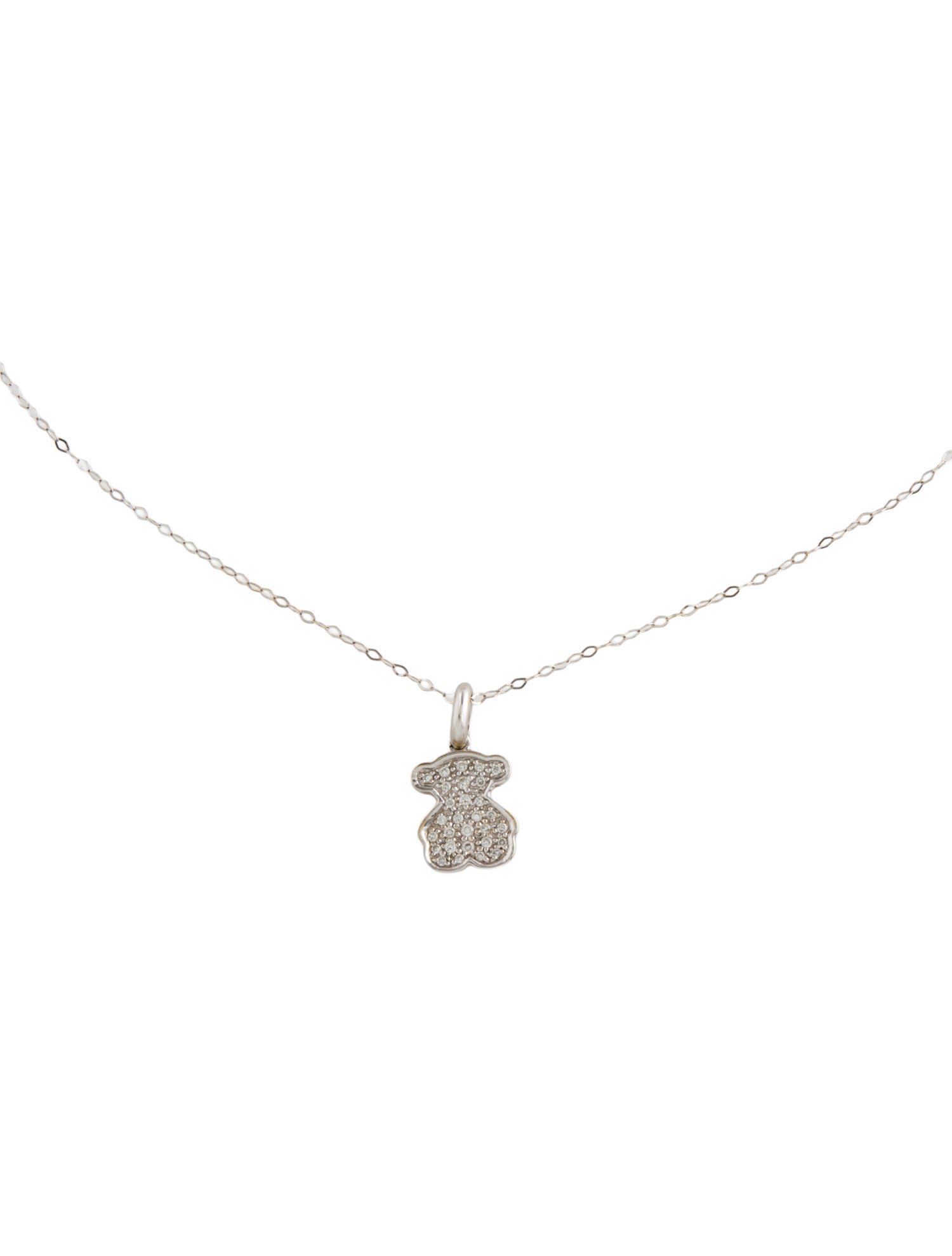 Tous 18K Diamond Bear Pendant Necklace