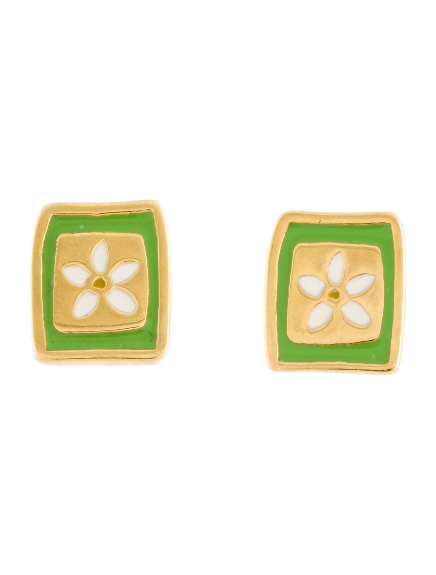Tous 18K Enamel Flower Earrings