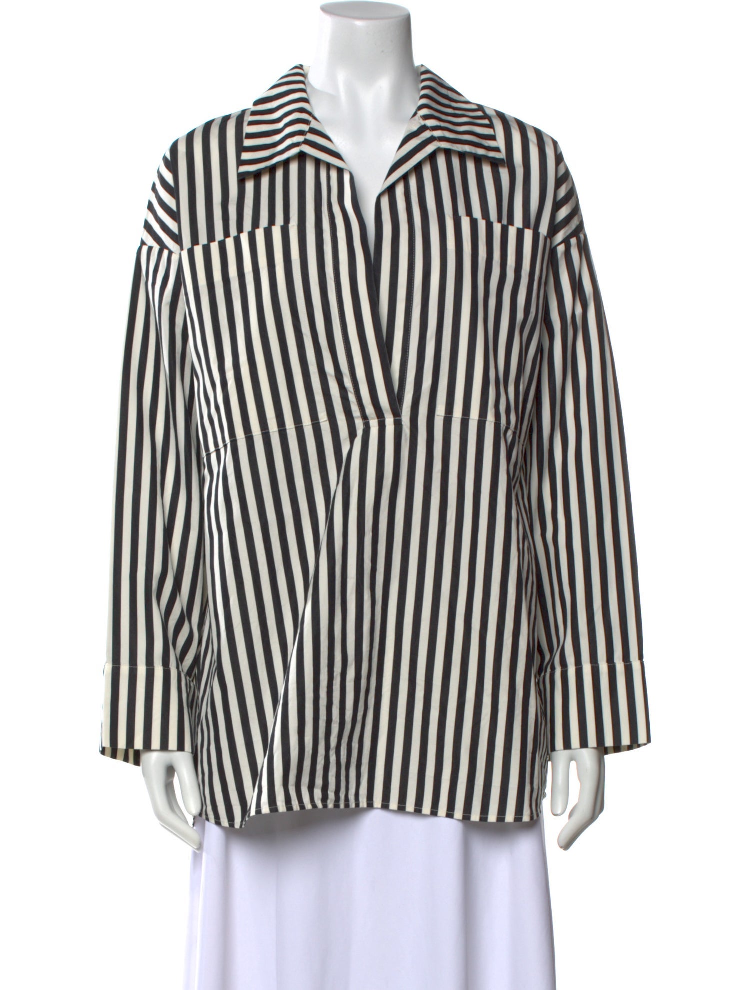 Tove Striped Long Sleeve Button-Up Top