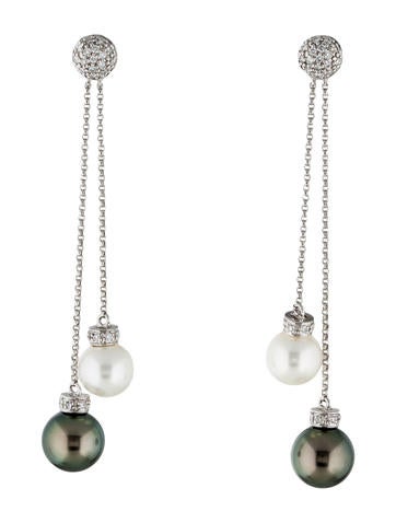 Tara Pearls 18K Double Pearl & Diamond Drop Earrings