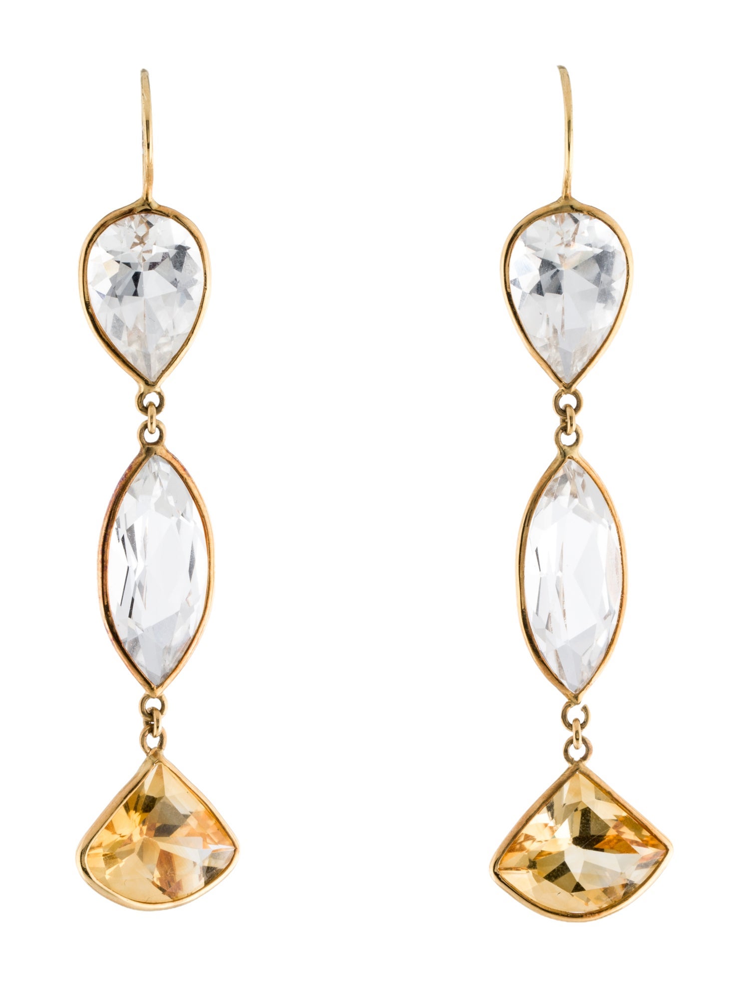 Tito Pedrini 18K Topaz & Citrine Drop Earrings