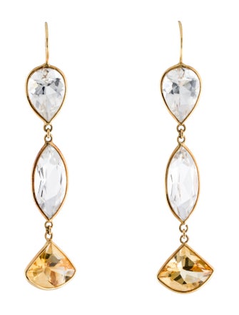 Tito Pedrini 18K Topaz & Citrine Drop Earrings