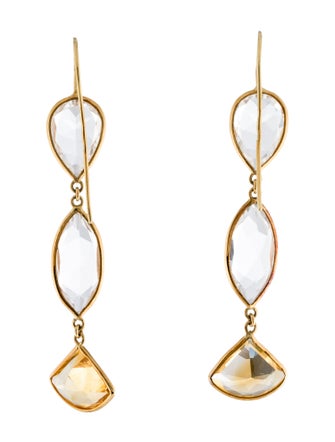 Tito Pedrini 18K Topaz & Citrine Drop Earrings