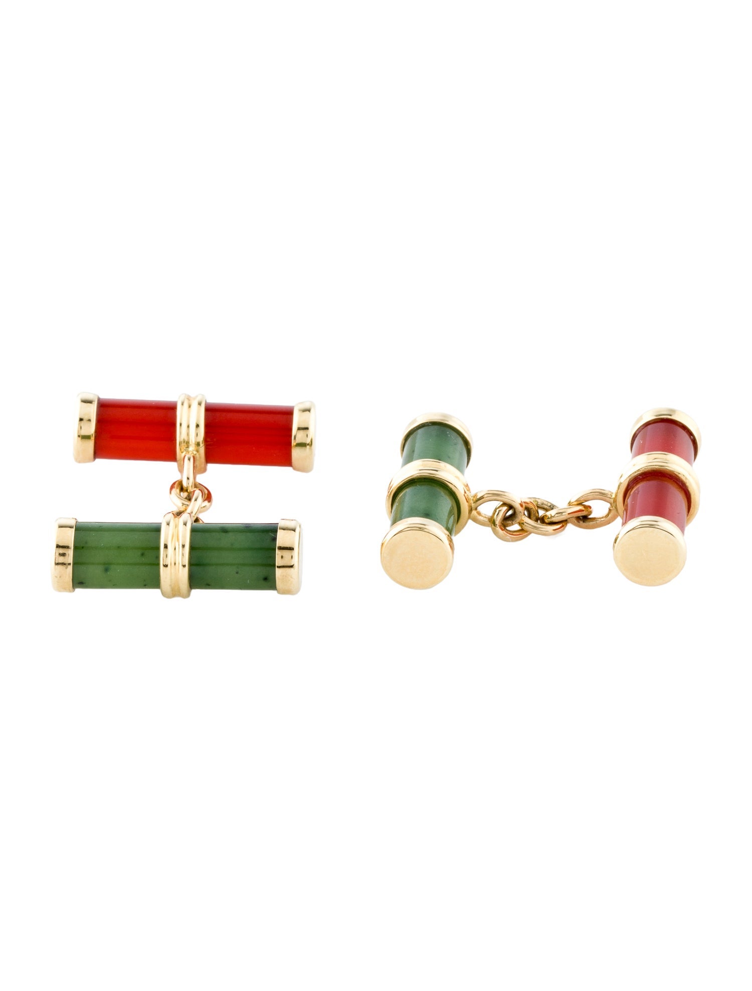 Trianon 18K Carnelian & Serpentine Cufflinks