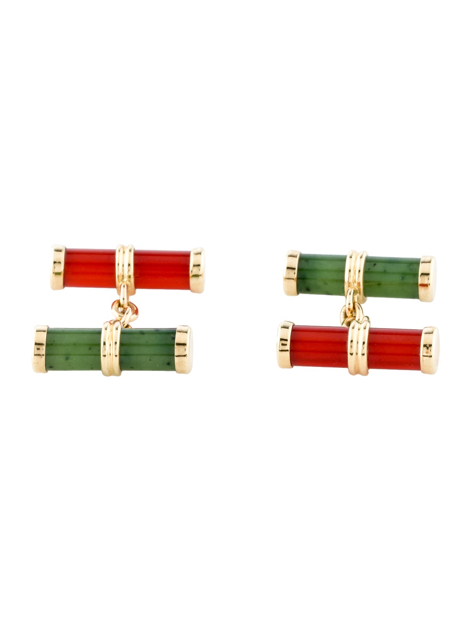 Trianon 18K Carnelian & Serpentine Cufflinks