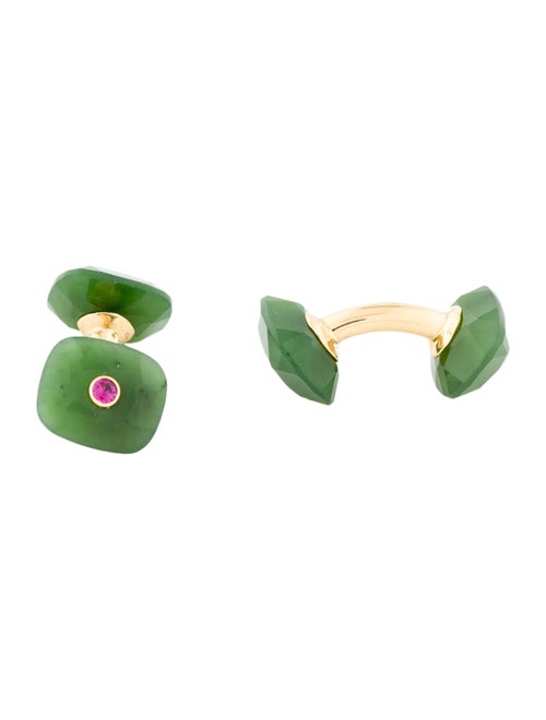 Trianon 18K Nephrite & Ruby Cufflinks