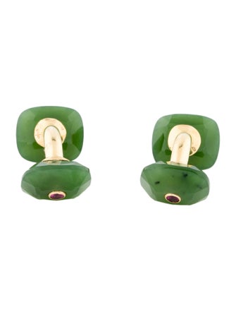 Trianon 18K Nephrite & Ruby Cufflinks
