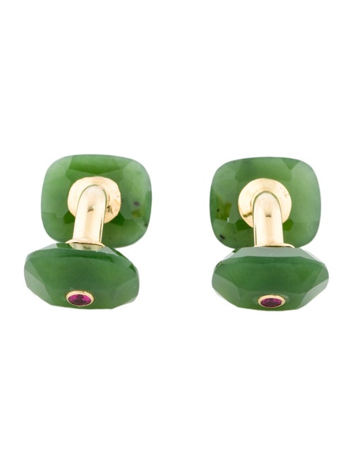 Trianon 18K Nephrite & Ruby Cufflinks