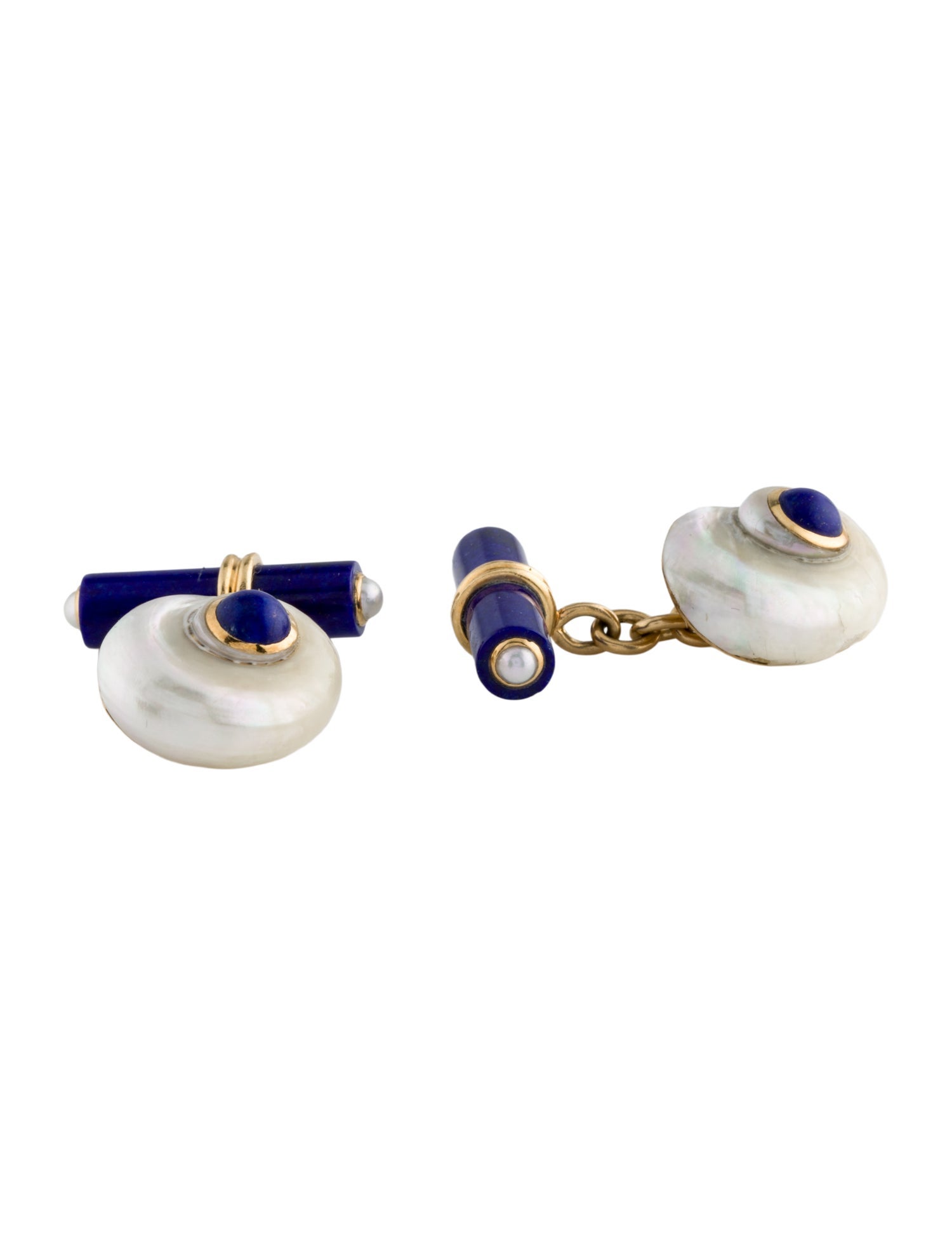 Trianon 18K Pearl, Shell & Lapis Lazuli Cufflinks