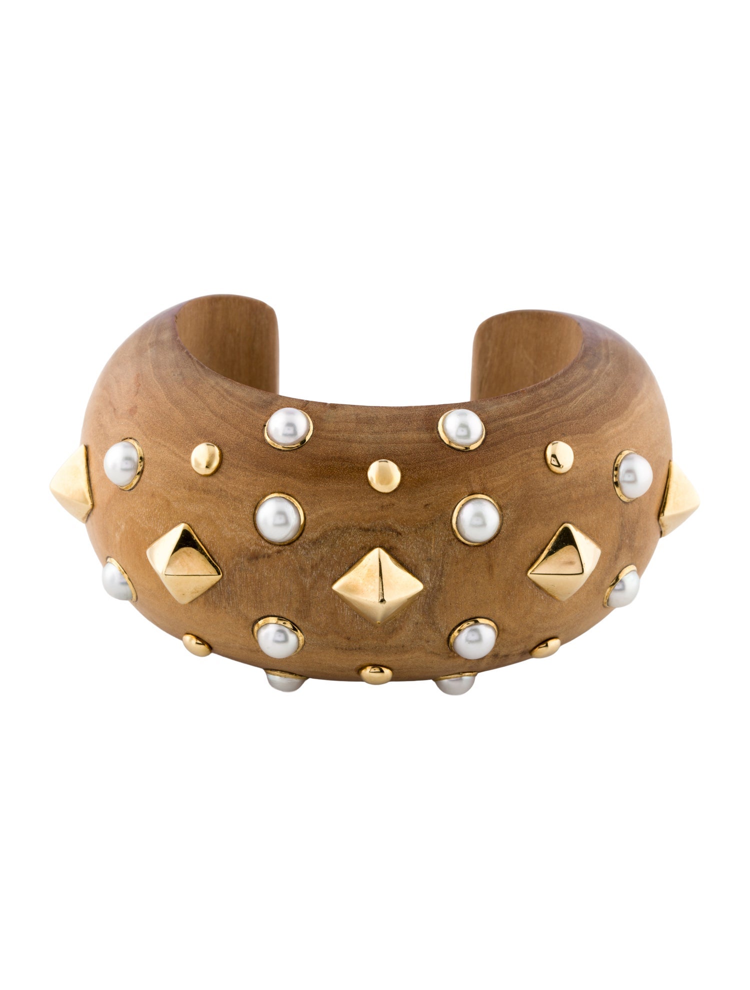Trianon Vintage Pearl & Wood Cuff Bracelet