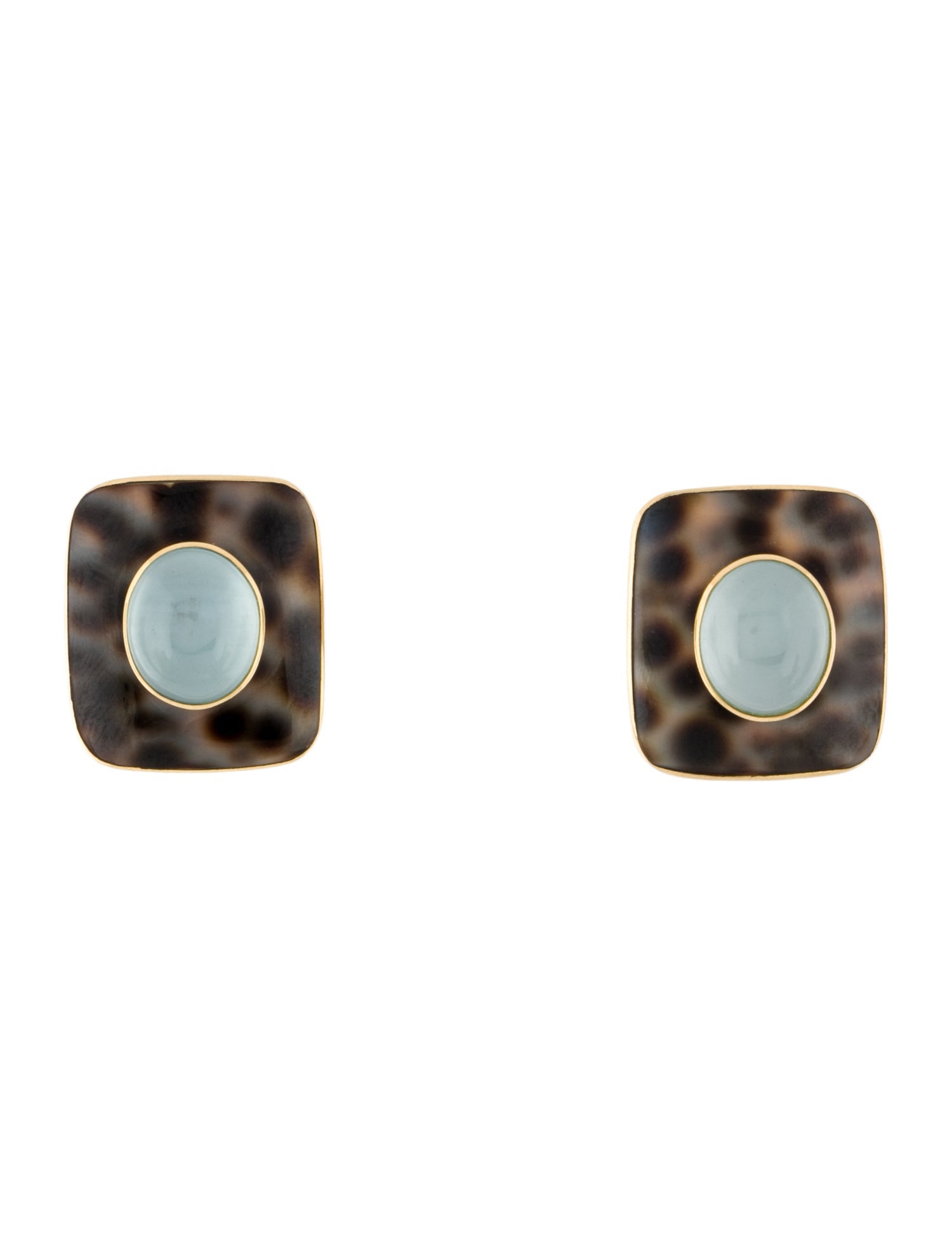 Trianon 18K Shell & Cat's Eye Aquamarine Clip-On Earrings