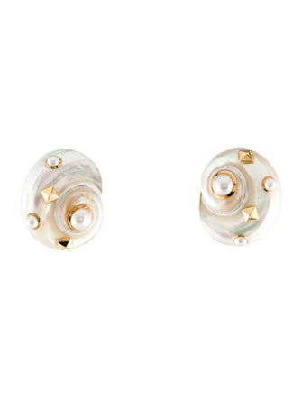 Trianon 18K Pearl & Umbonium Shell Clip-On Earrings