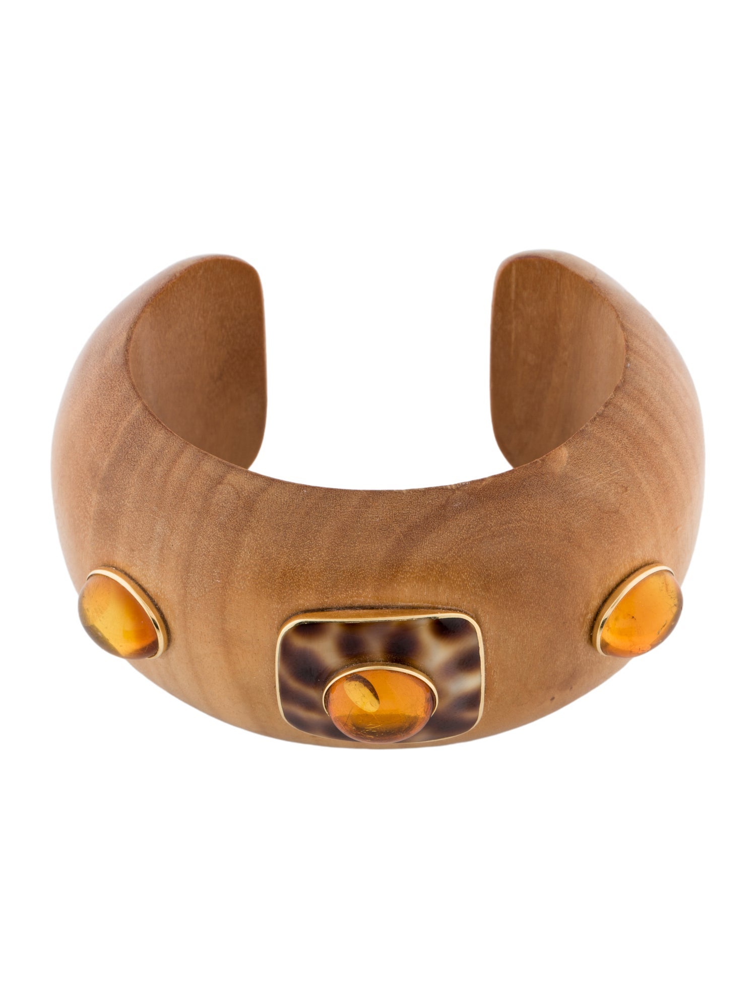 Trianon 18K Shell, Amber & Wood Cuff Bracelet
