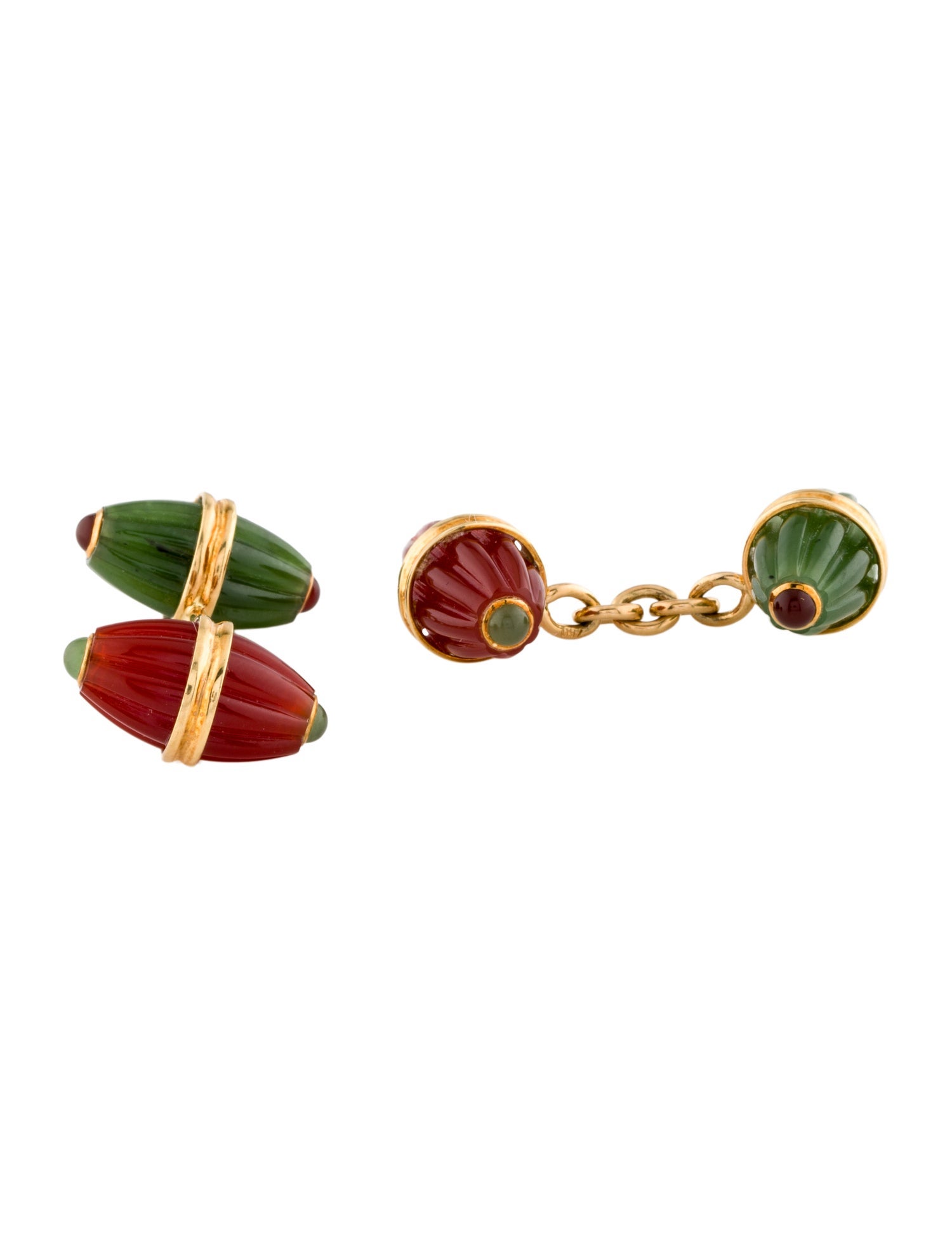 Trianon 18K Nephrite & Carnelian Cufflinks