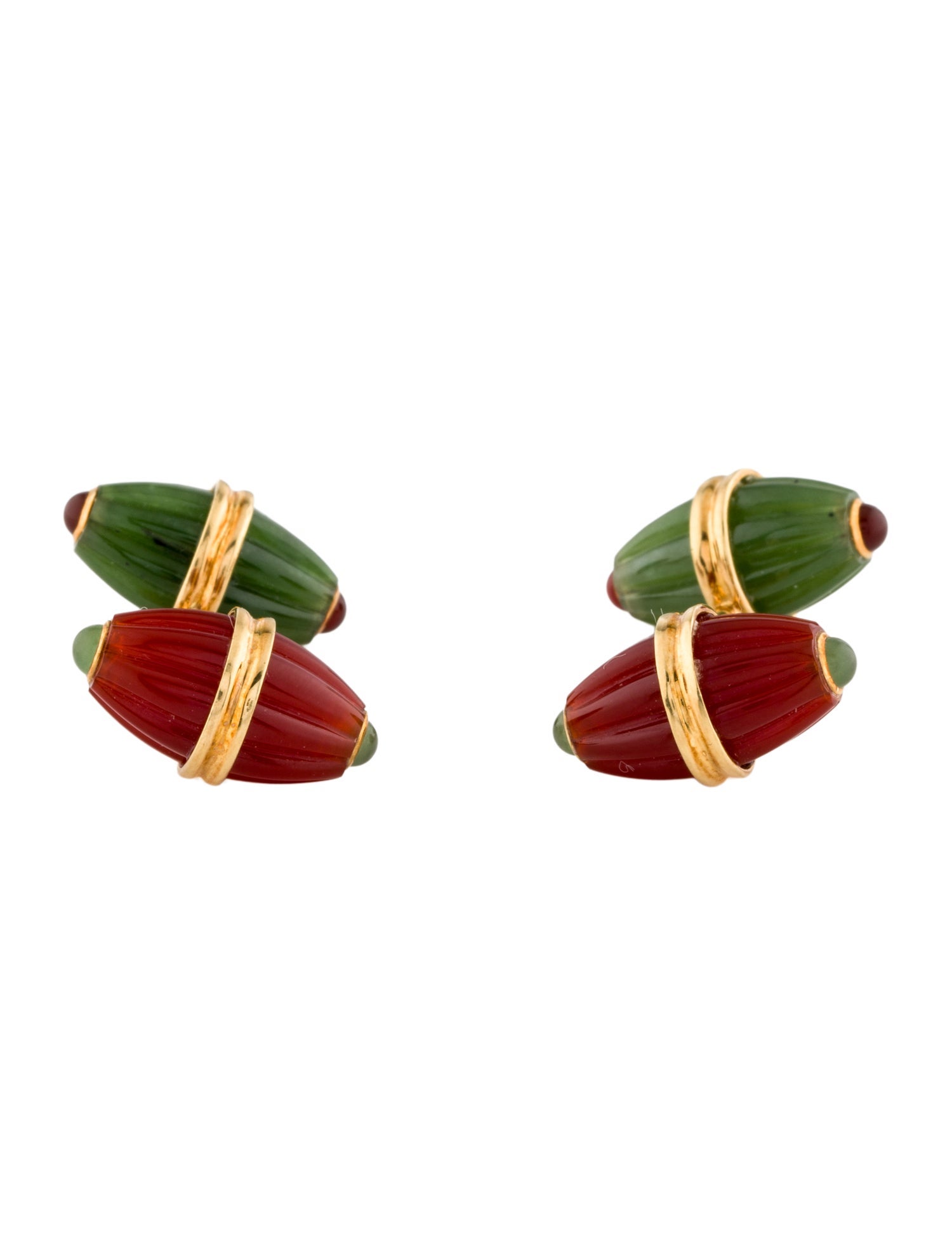 Trianon 18K Nephrite & Carnelian Cufflinks