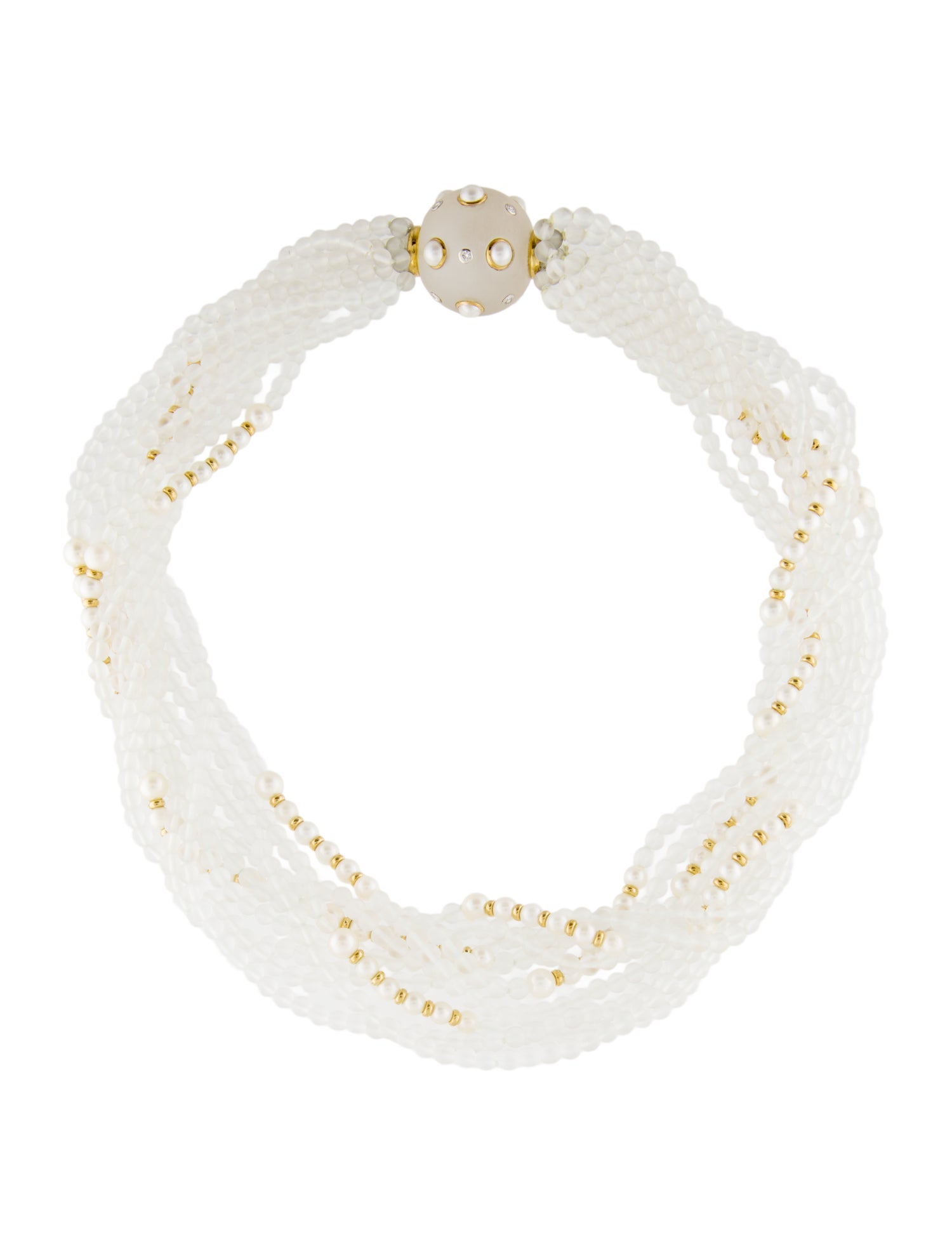 Trianon 18K Pearl, Quartz & Diamond Torsade Multistrand Necklace