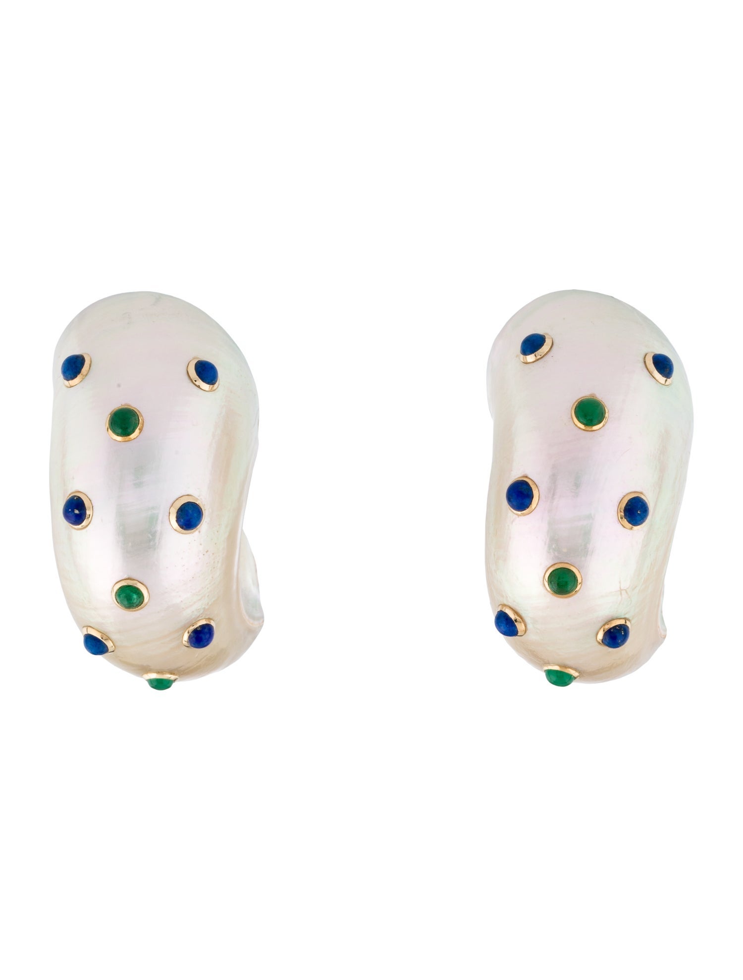 Trianon 14K Shell, Lapis Lazuli & Emerald Clip-On Earrings