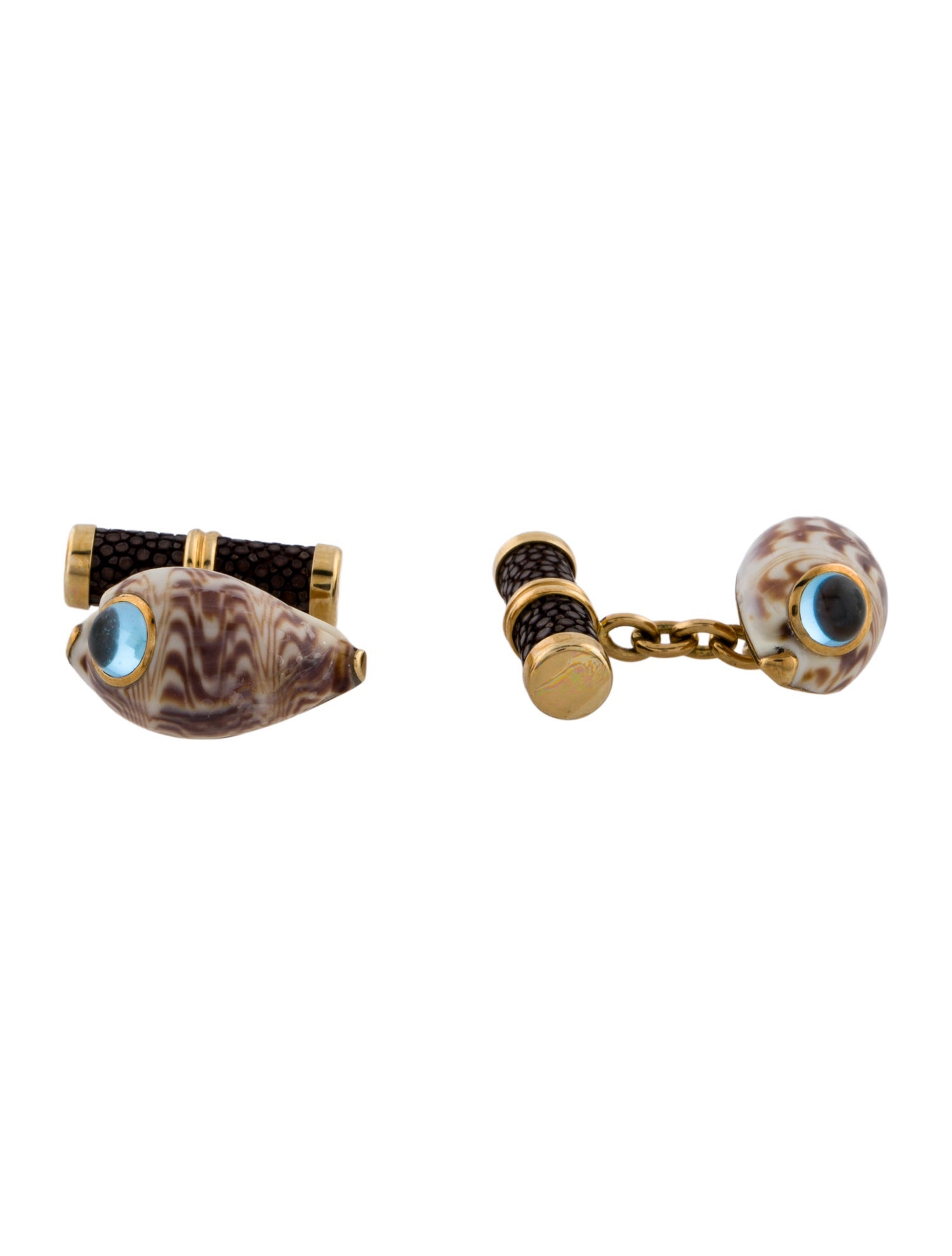 Trianon 18K Topaz, Shell & Dyed Stingray Cufflinks