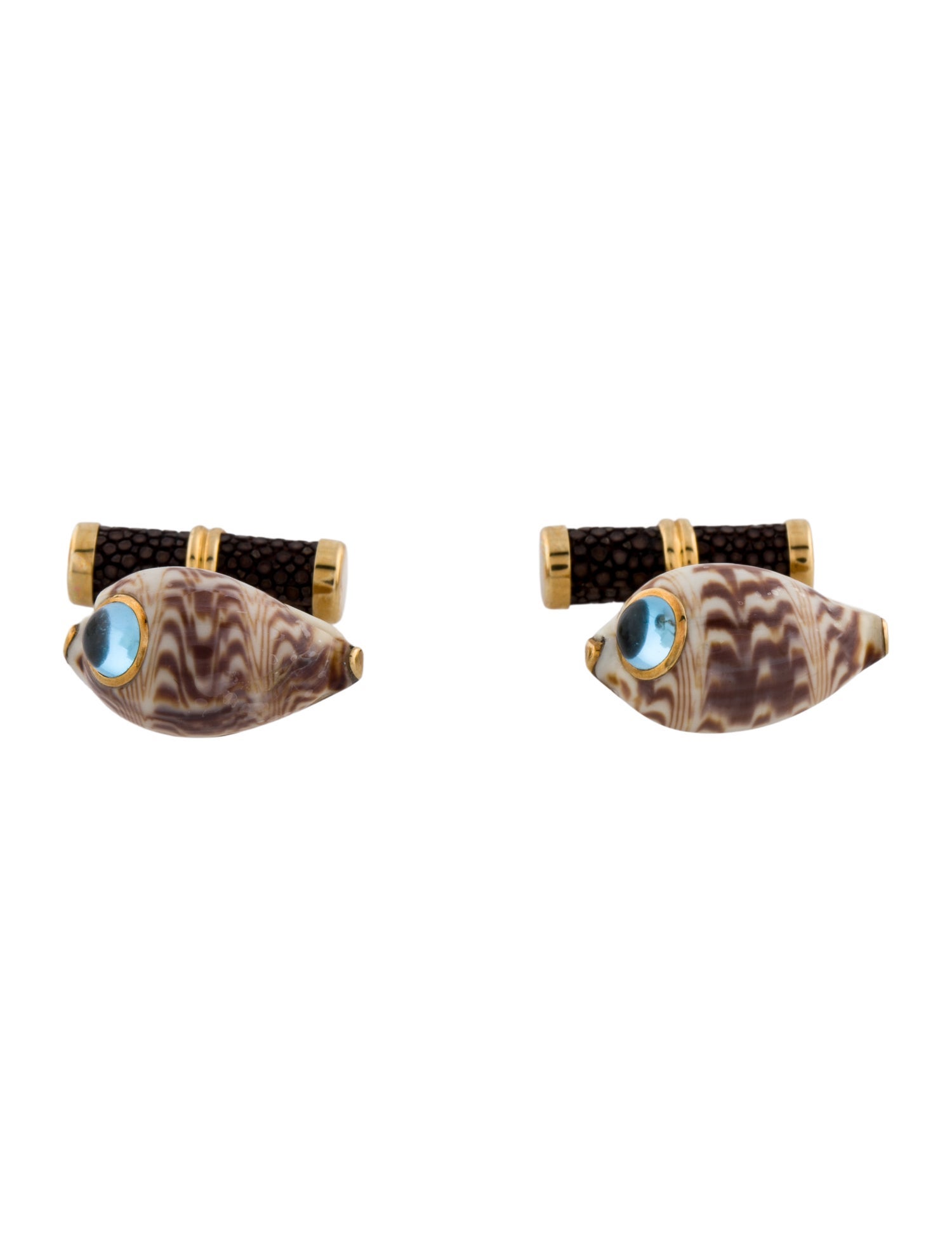 Trianon 18K Topaz, Shell & Dyed Stingray Cufflinks