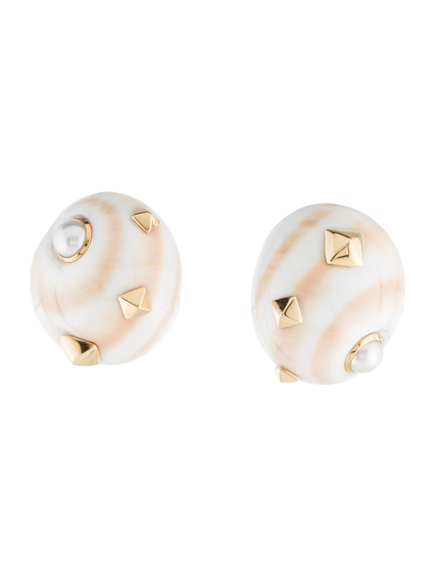 Trianon 18K Pearl & Shell Clip-On Earrings