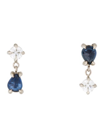 The RealReal x Catbird 14K Sapphire & Diamond Topsy-Turvy Angel Hair Stud Earrings