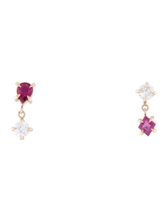 The RealReal x Catbird 14K Ruby & Diamond Topsy-Turvy Angel Hair Earrings