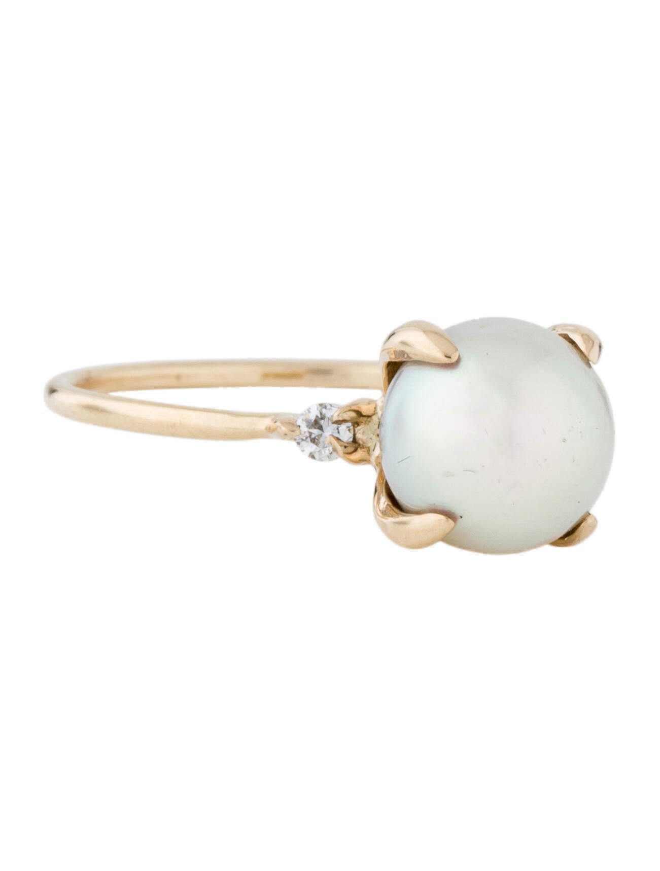 The RealReal x Catbird 14K Pearl & Diamond Odette the Swan Ring