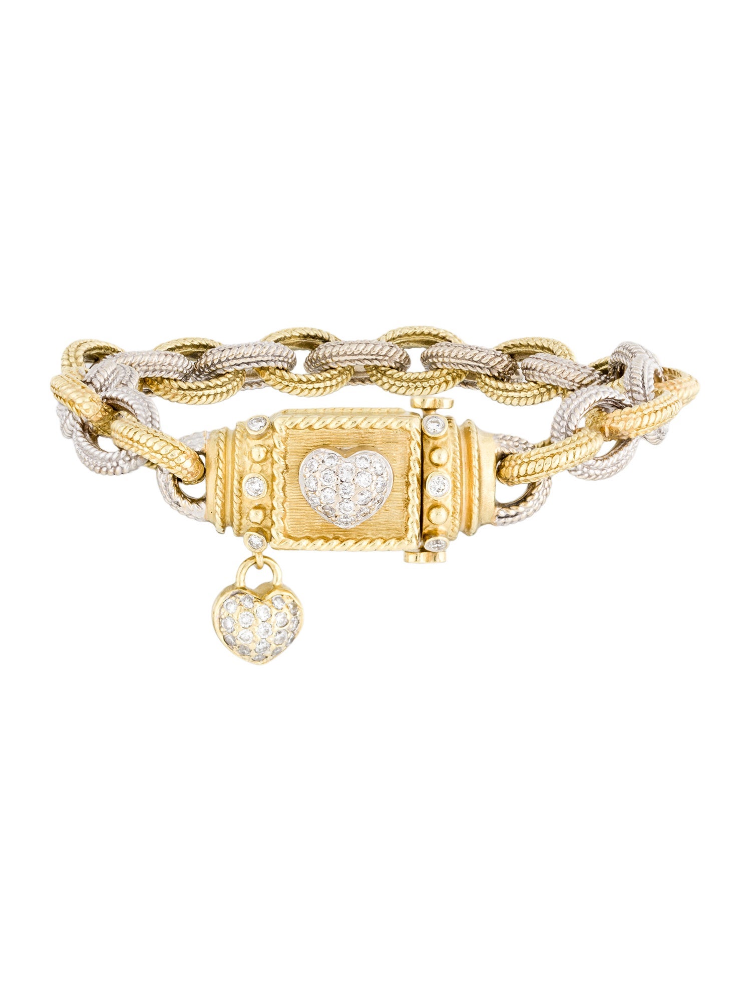 Stambolian 18K Diamond Heart Love Link Bracelet