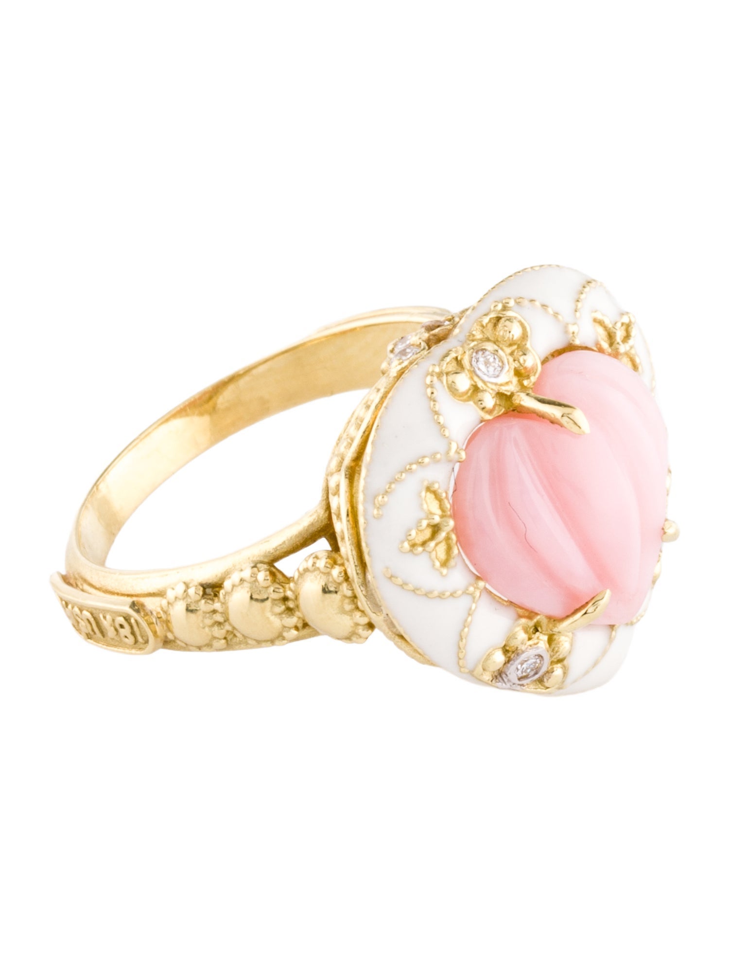 Stambolian 18K Opal & Diamond Enamel Heart Ring