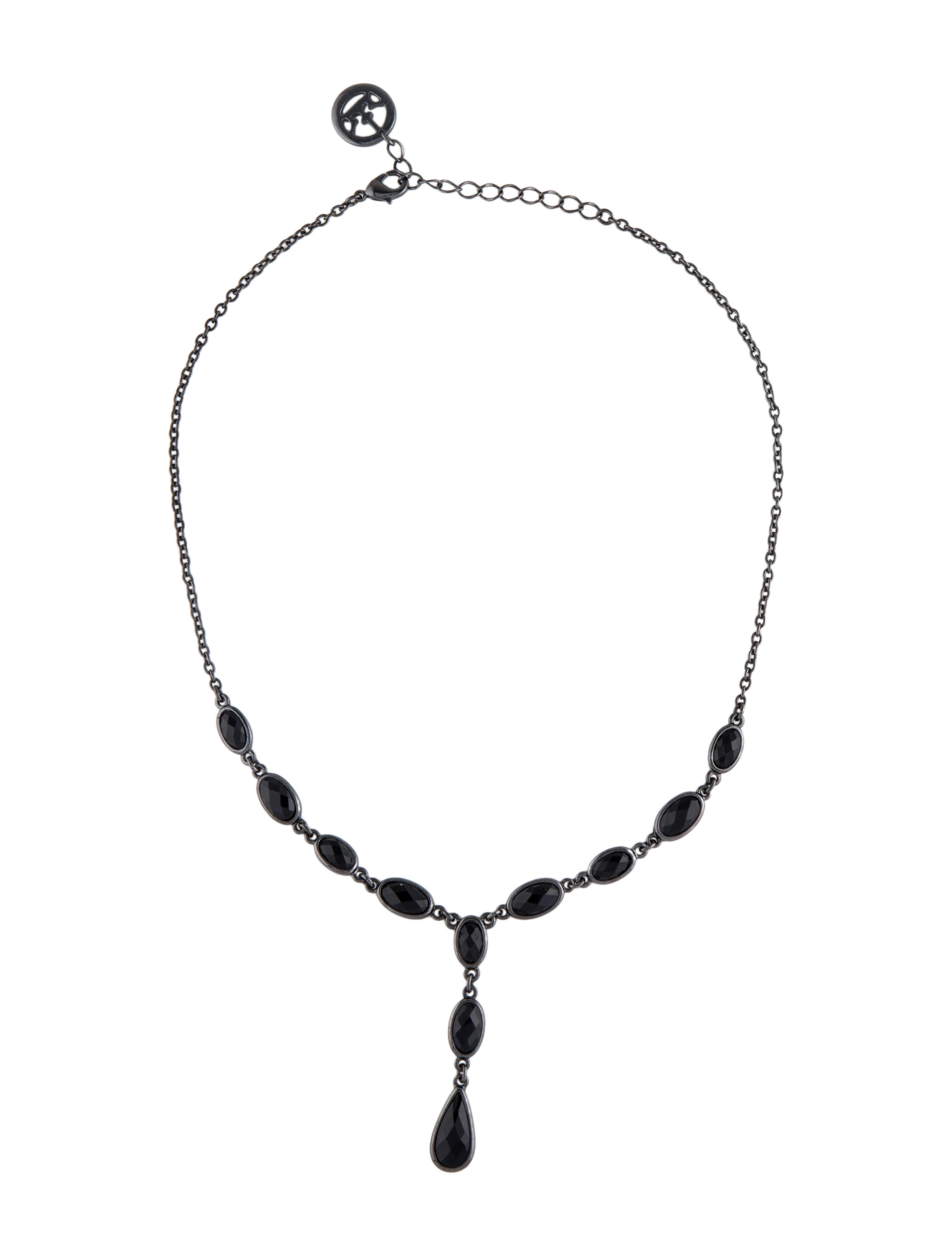 Trifari Resin Lavalier Necklace Gunmetal Collar, Necklaces