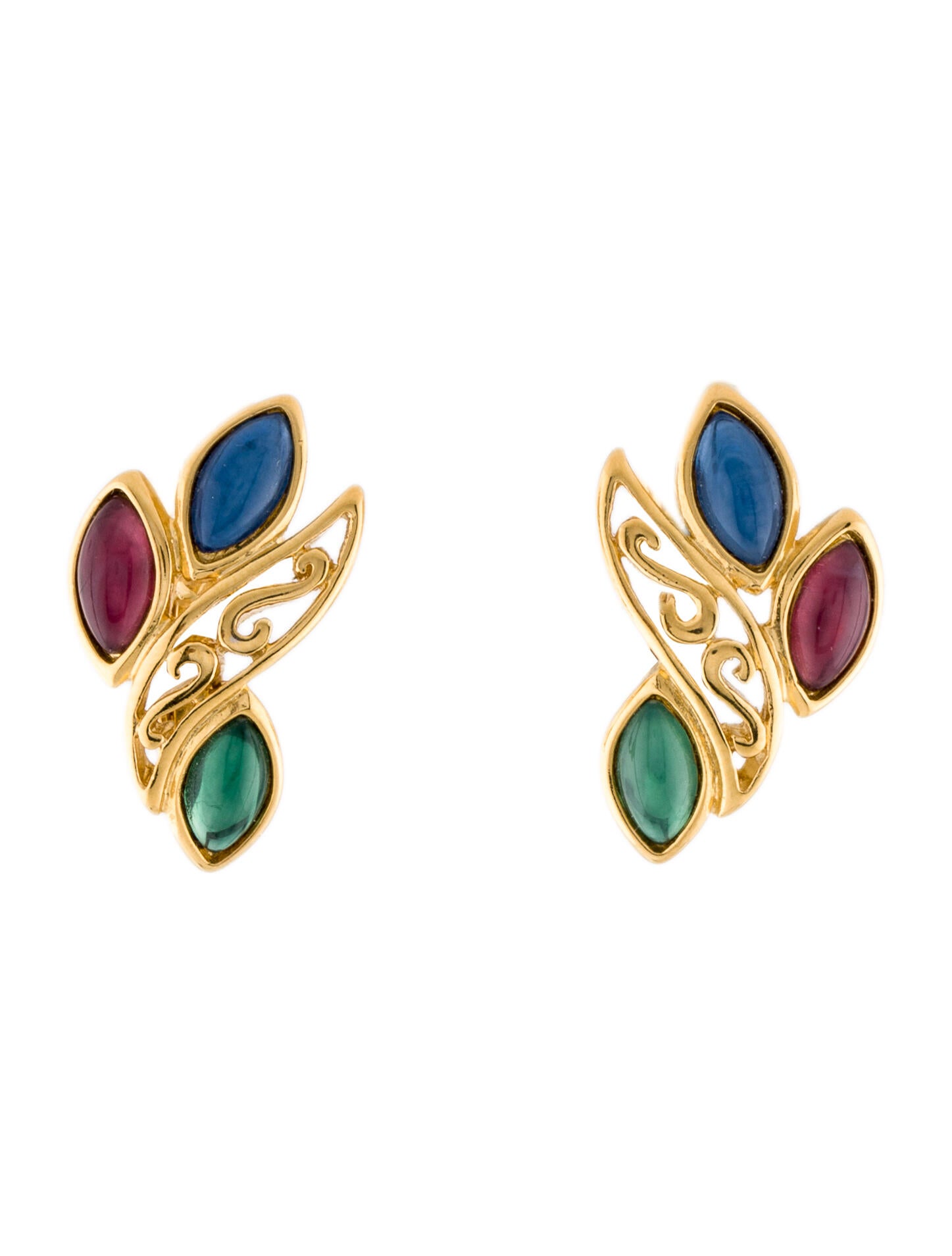 Fendi Vintage Glass Intaglio 'Crown Crest Logo' ClipOn Earrings