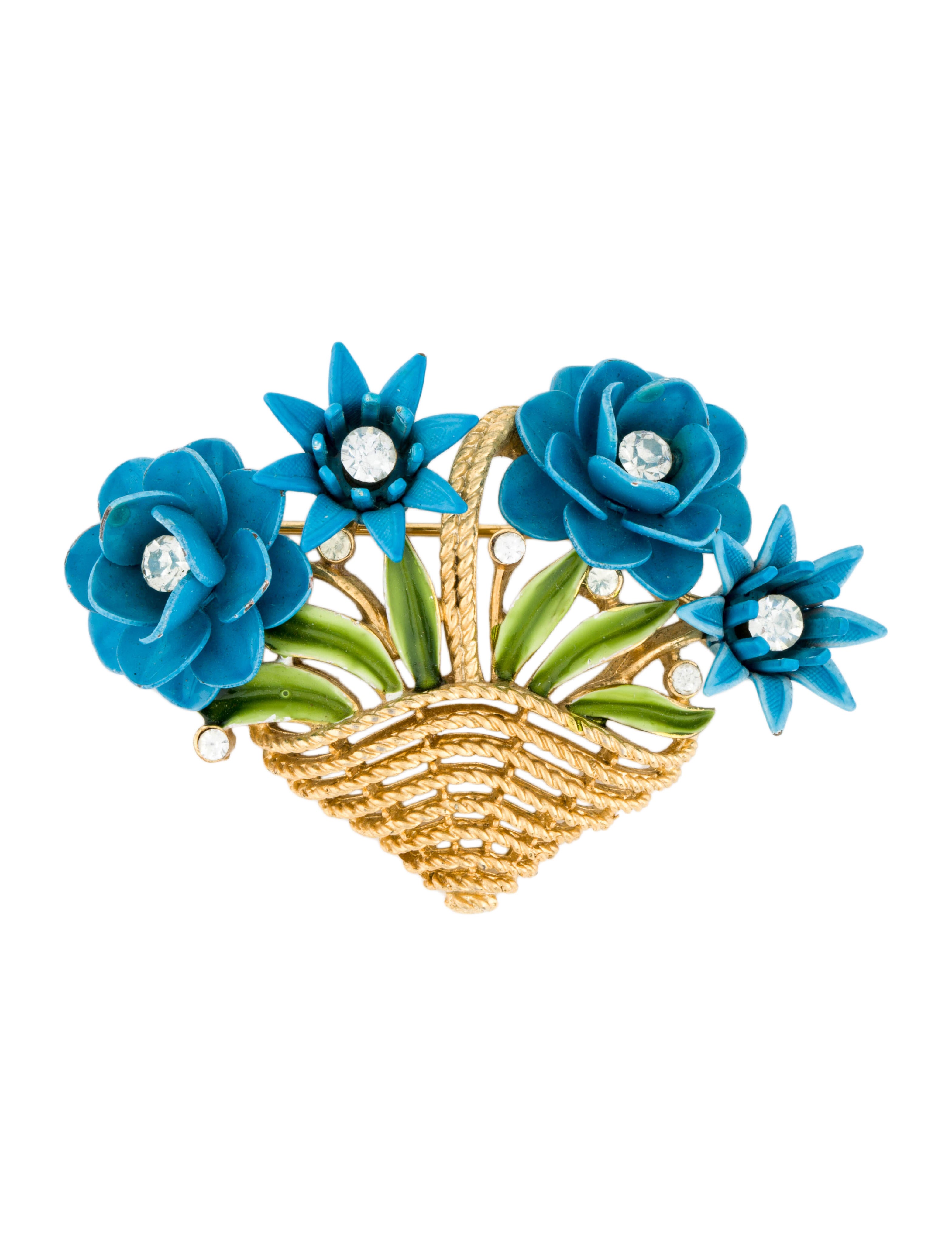 Trifari Flower Basket Brooch GoldTone Metal TRIFA20653 The RealReal