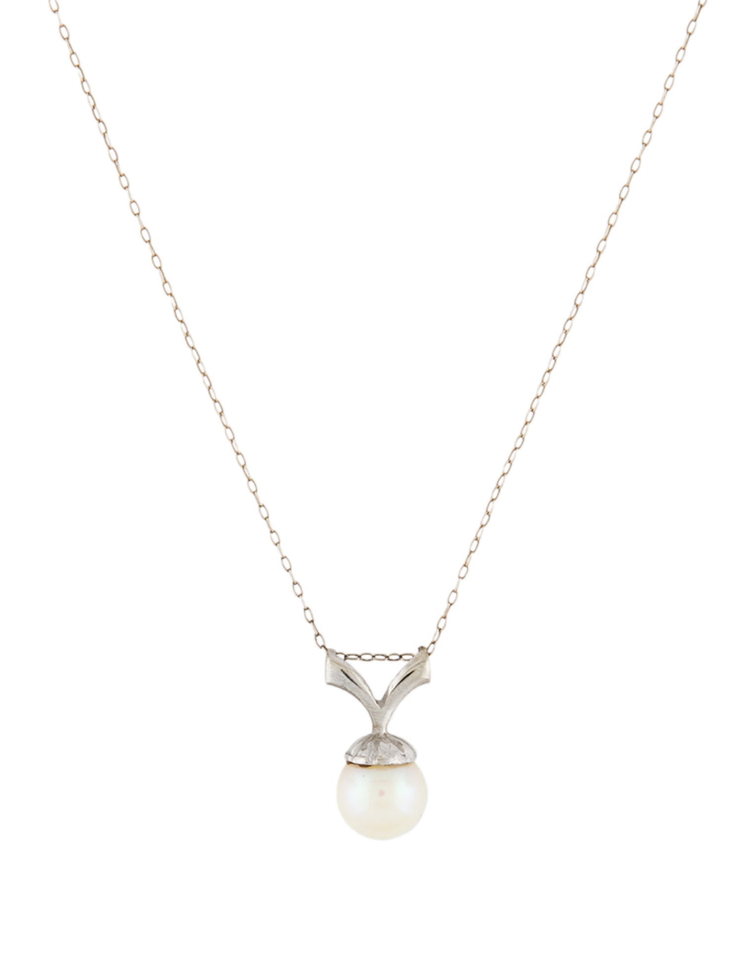 Trifari 14K Pearl Pendant Necklace