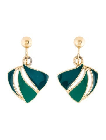 Trifari Clip-On Vintage Enamel Drop Earrings