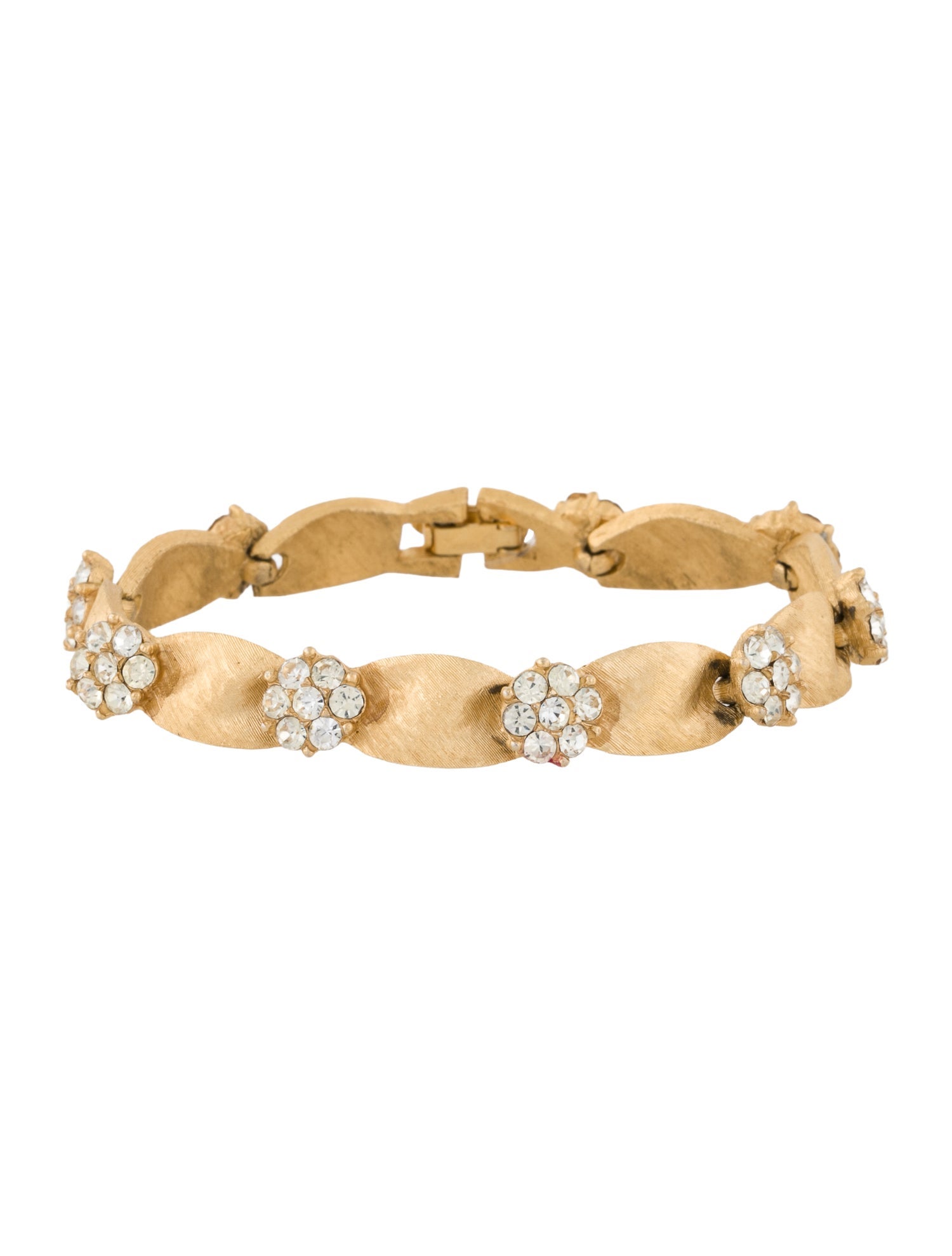 Trifari Vintage Crystal Flower Station Bracelet