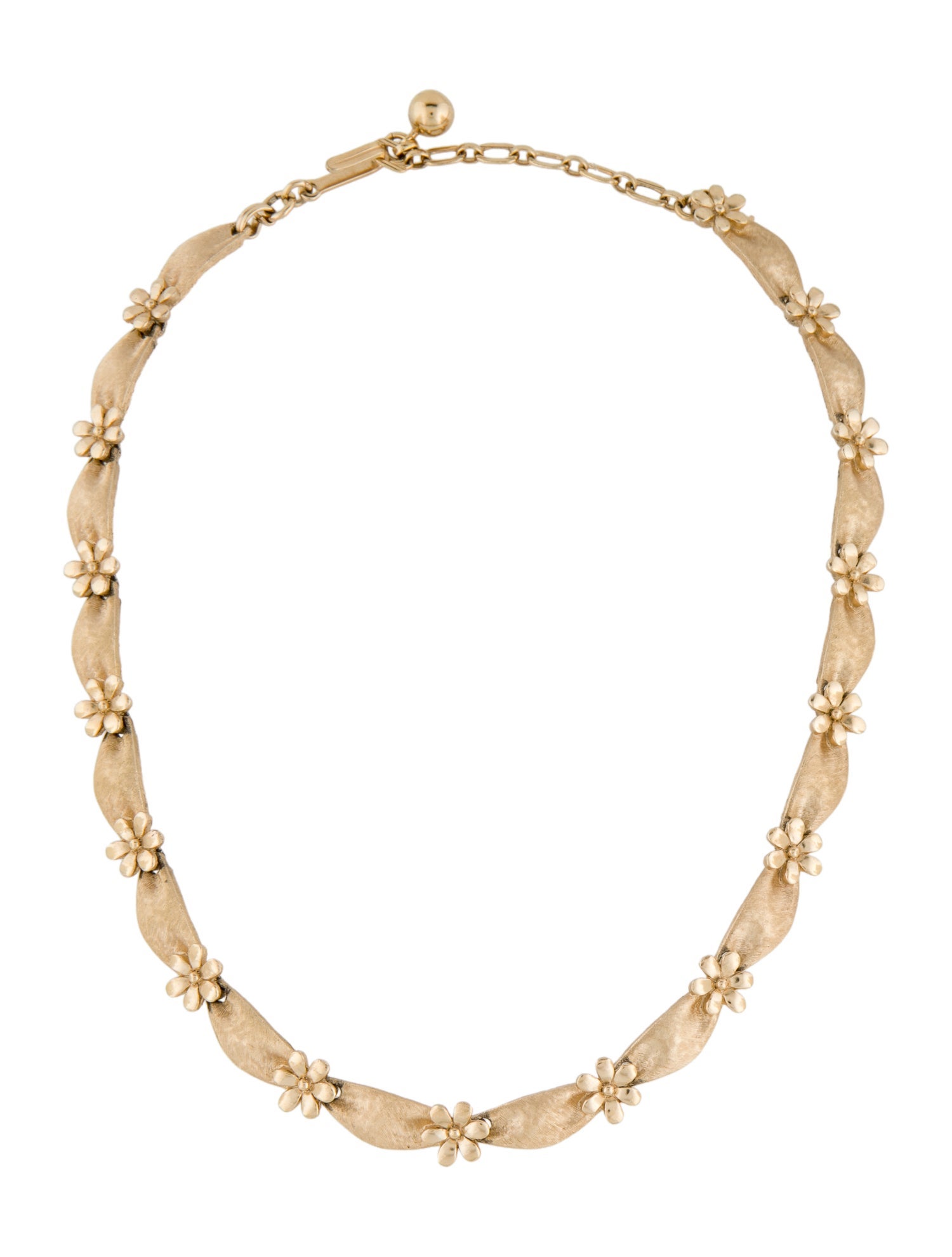 Trifari Vintage Flower Textured Collar Toggle Necklace