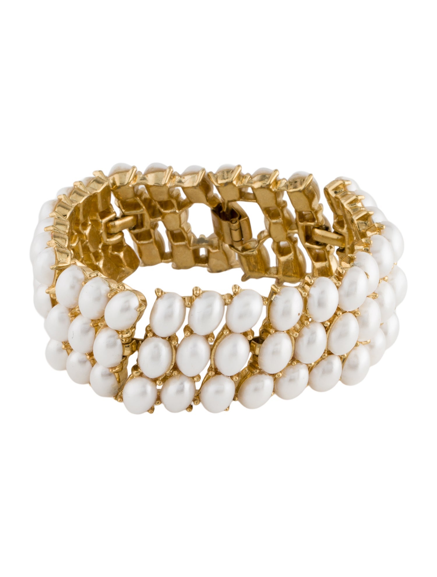 Trifari Faux Pearl Cuff Bracelet