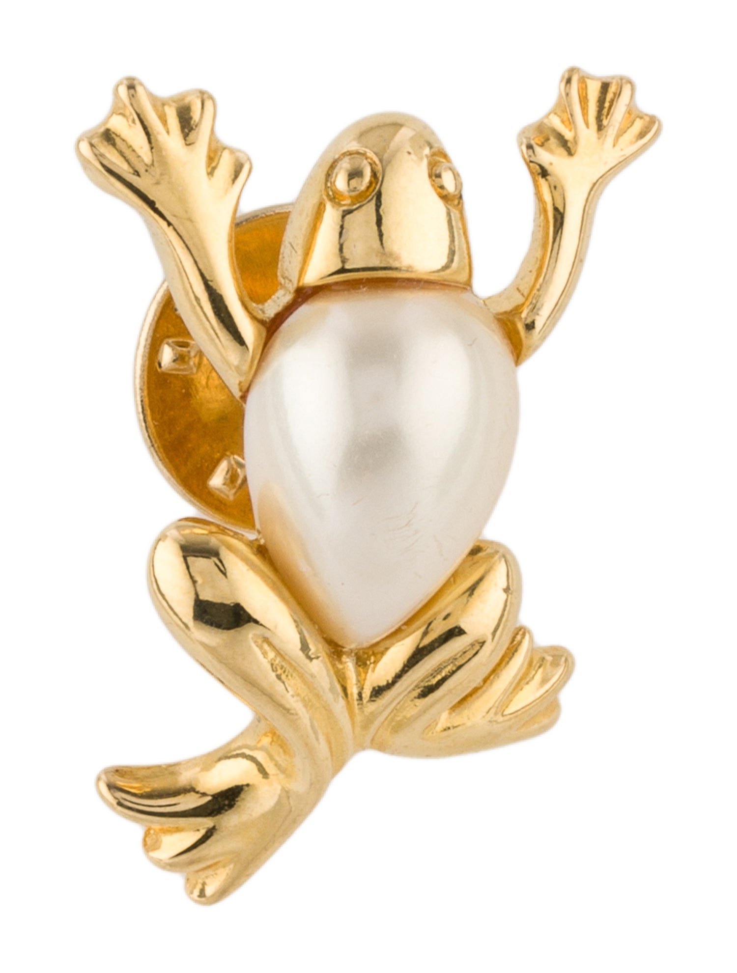 Trifari Vintage Faux Pearl Frog Dress Clip