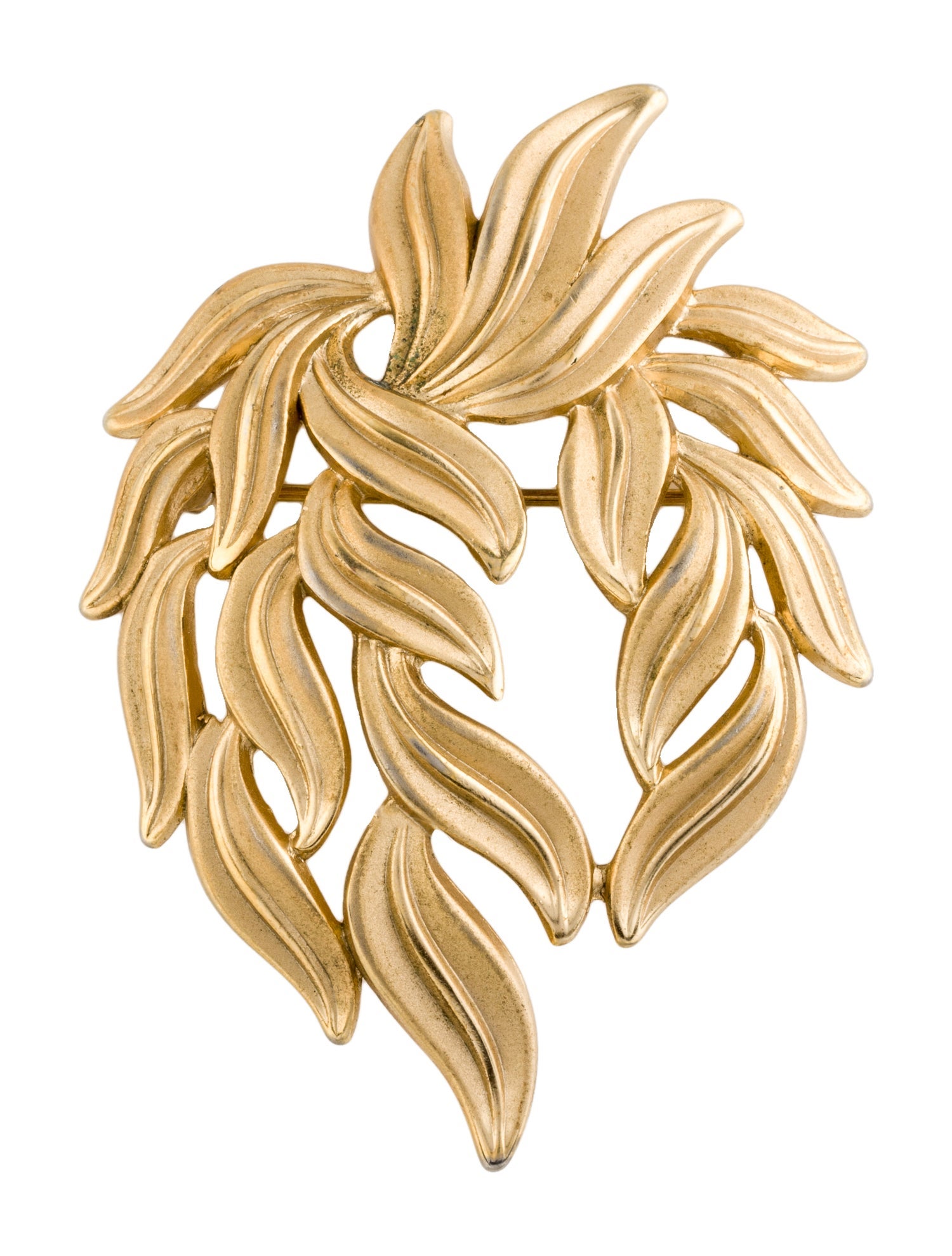 Trifari Brushed Abstract Leaves Pin Brooch