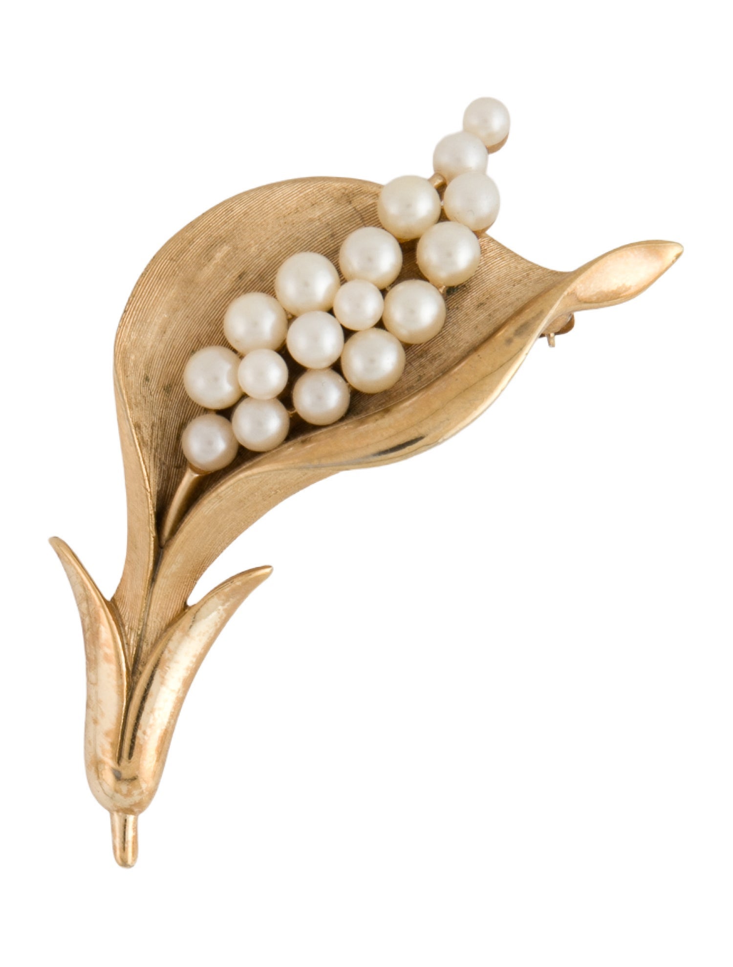 Trifari Faux Pearl Flower Brooch
