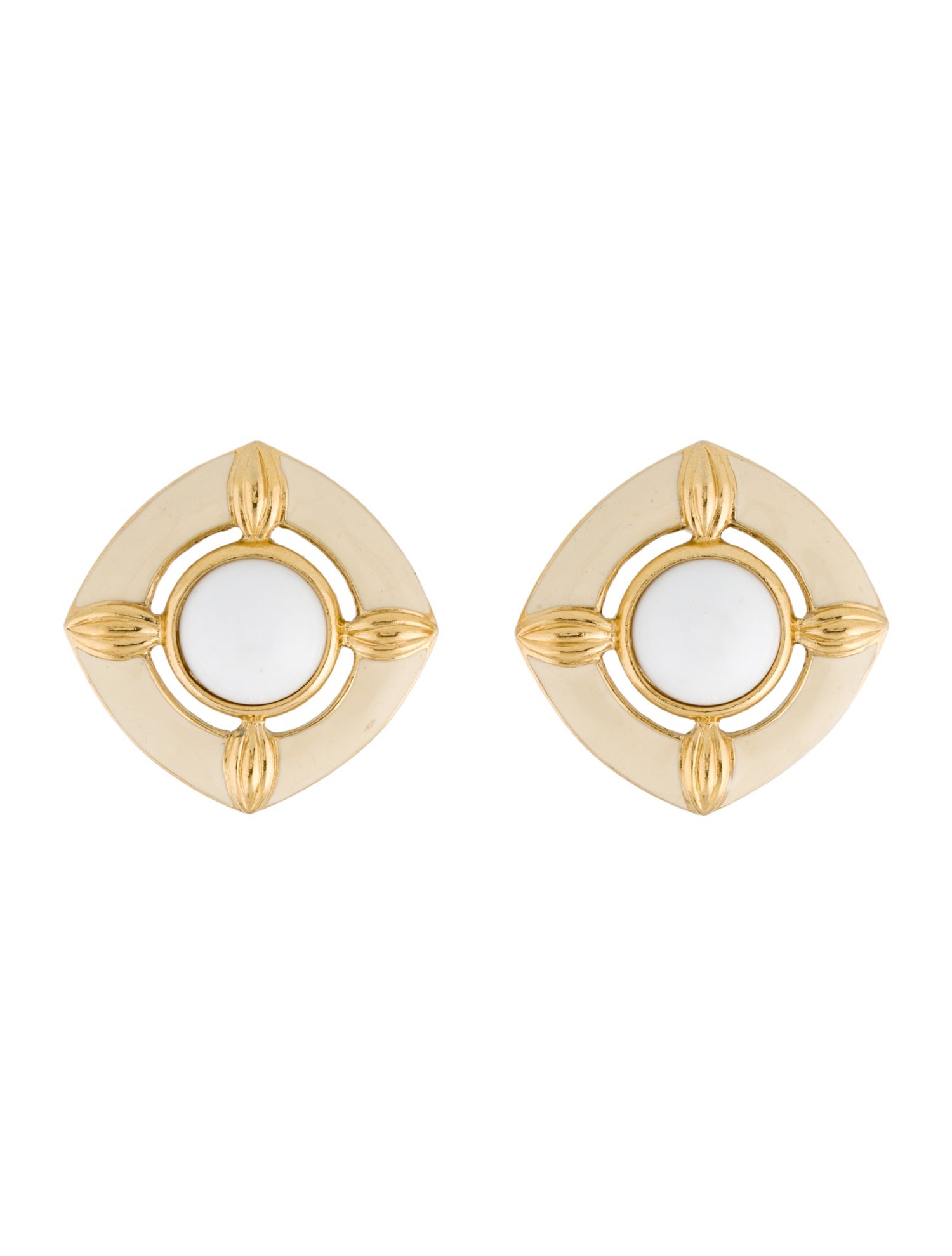 Trifari Resin & Enamel Stud Earrings