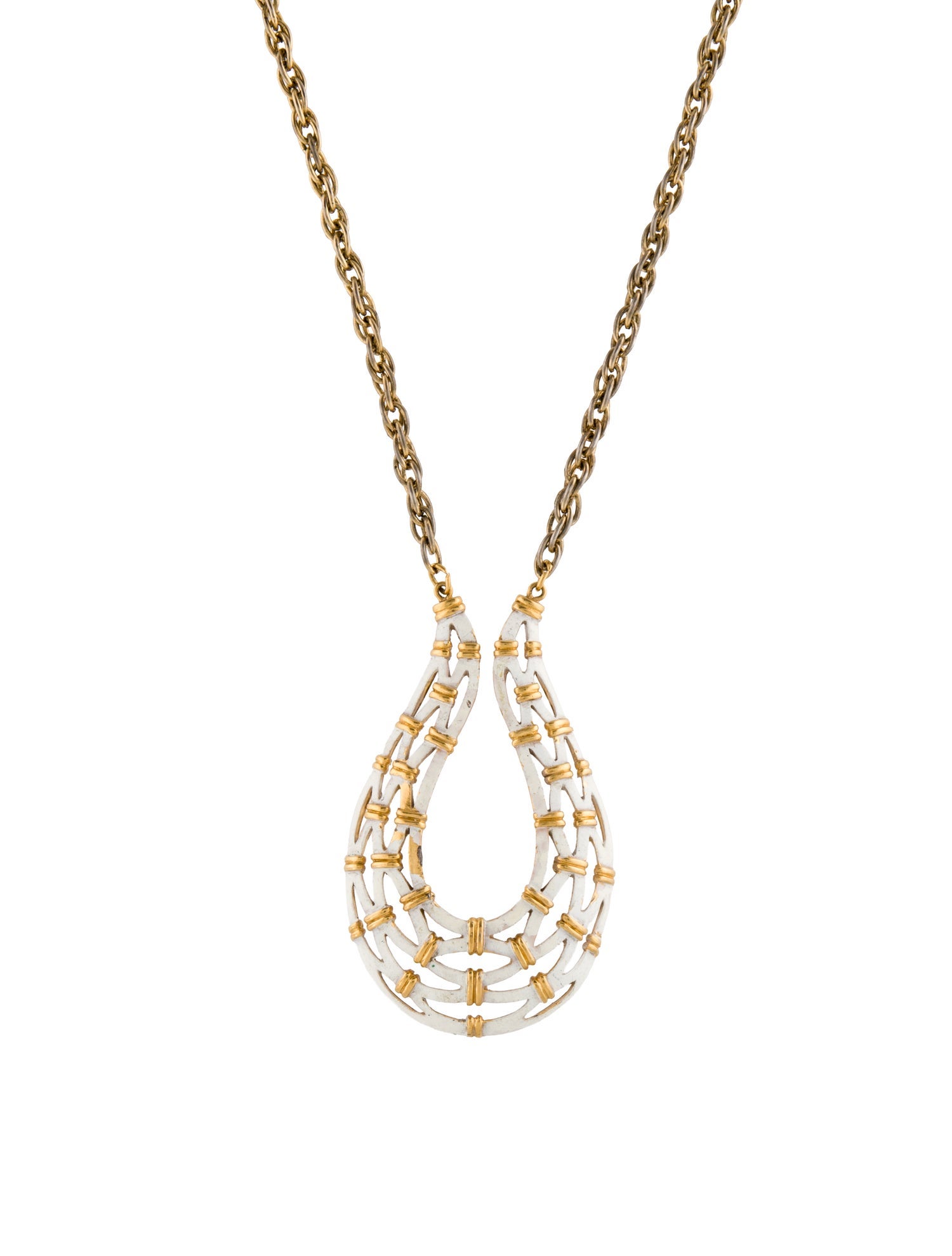 Trifari Enamel Teardrop Pendant Necklace