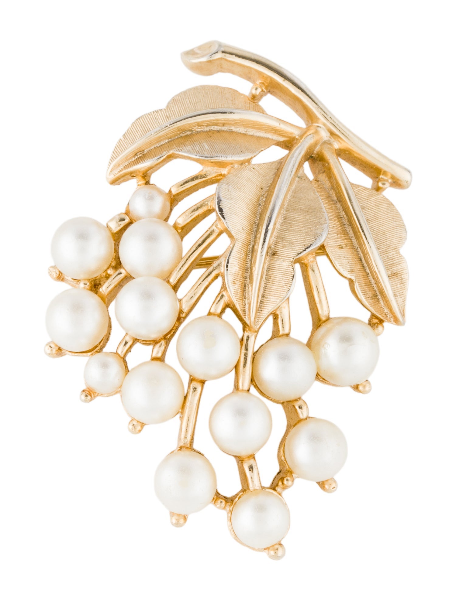 Trifari Vintage Faux Pearl Floral Brooch Pin